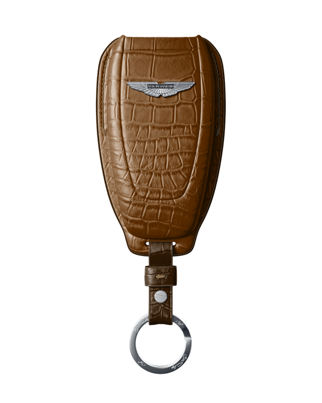 ETK BESPOKE BROWN CROCODILE KEY COVER FOR ASTON MARTIN — THREE-TONE DETAILS