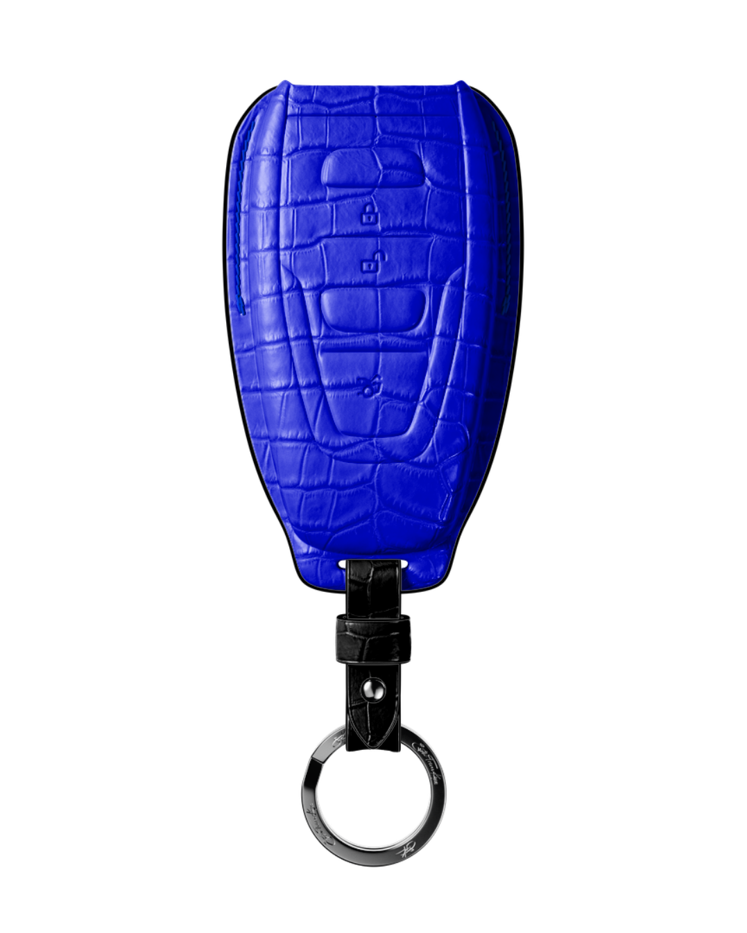 ETK BESPOKE ELECTRIC BLUE CROCODILE KEY COVER FOR ASTON MARTIN — BLACK DETAILS
