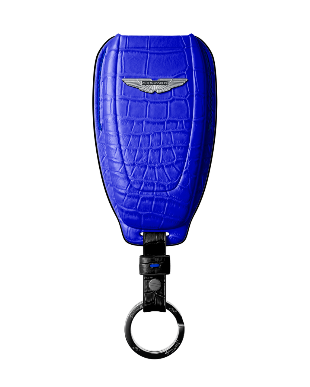 ETK BESPOKE ELECTRIC BLUE CROCODILE KEY COVER FOR ASTON MARTIN — BLACK DETAILS