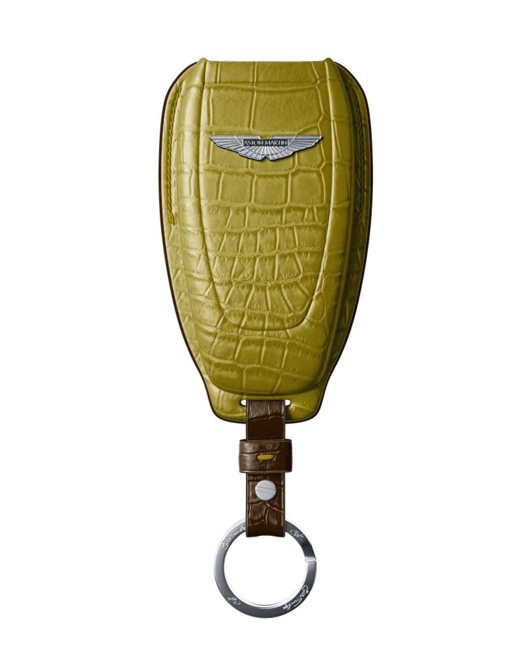 ETK BESPOKE GOLD CROCODILE KEY COVER FOR ASTON MARTIN — COFFEE & DARK BROWN DETAILS