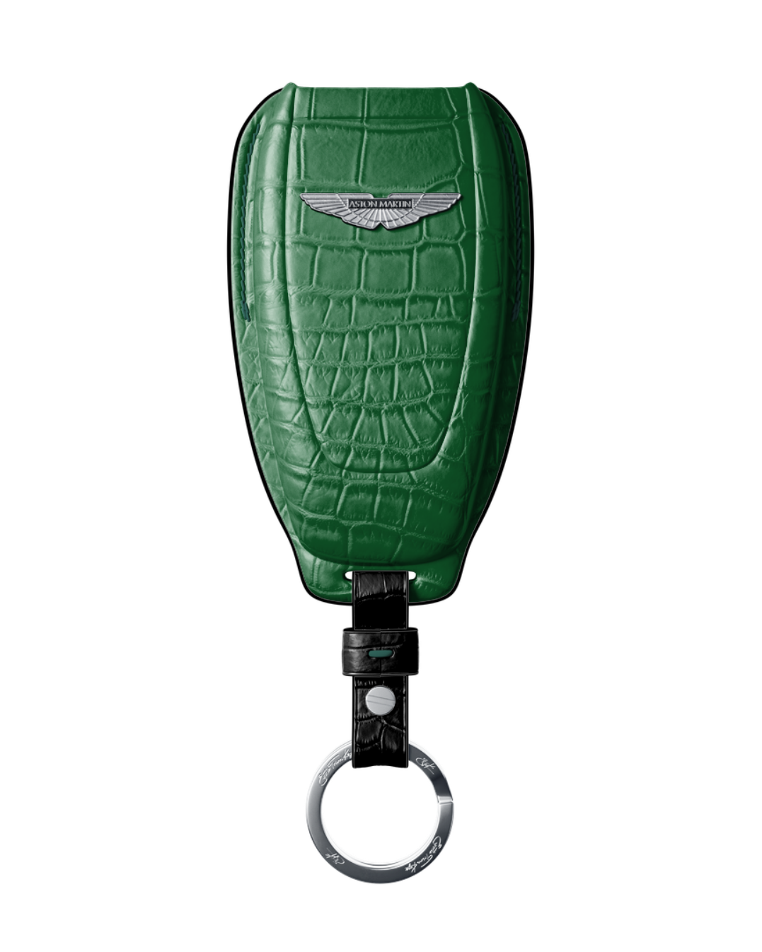 ETK BESPOKE GREEN CROCODILE KEY COVER FOR ASTON MARTIN — MALACHITE & BLACK DETAILS