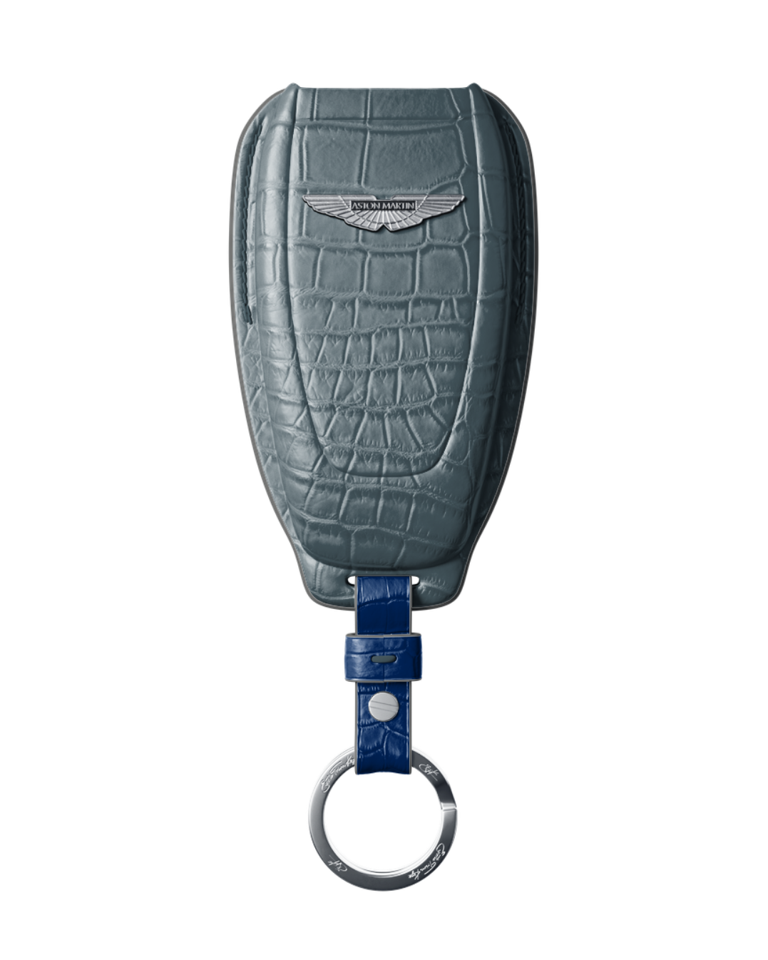 ETK BESPOKE GREY BLUE CROCODILE KEY COVER FOR ASTON MARTIN — NAVY BLUE & GREY DETAILS