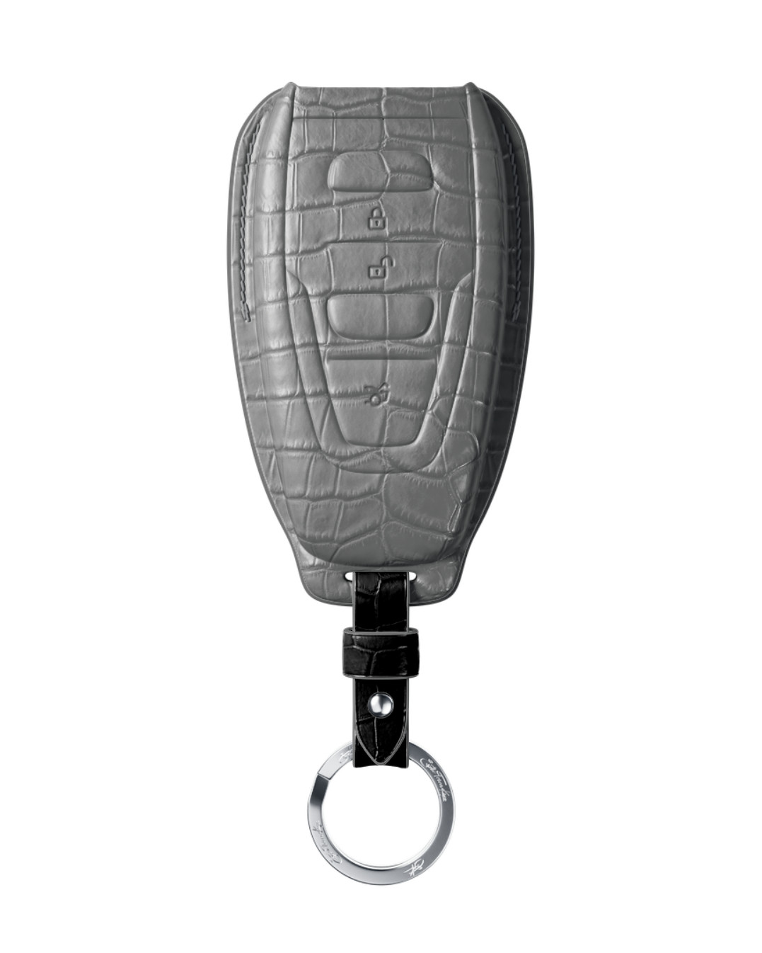 ETK BESPOKE GREY CROCODILE KEY COVER FOR ASTON MARTIN — GREY & BLACK DETAILS
