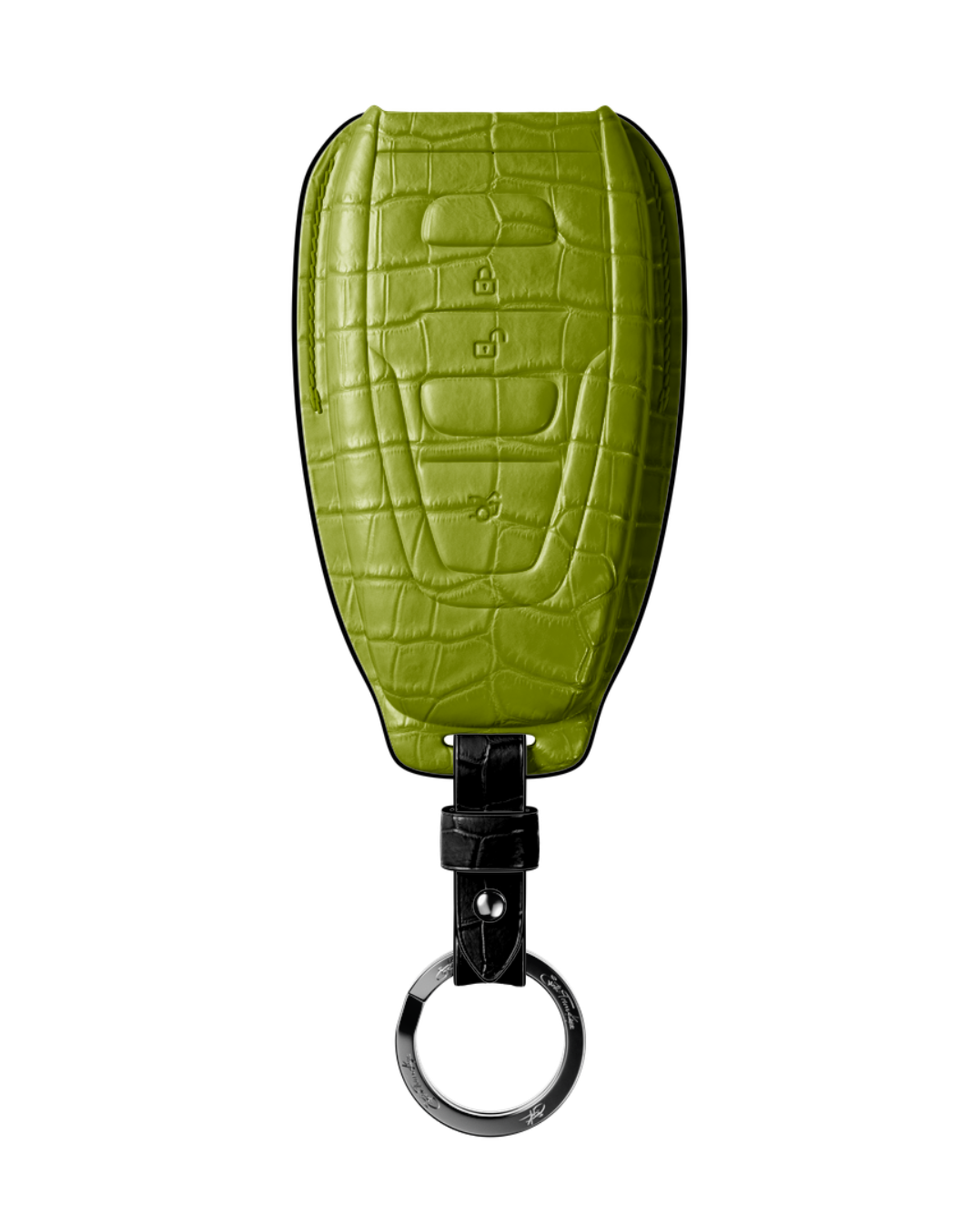 ETK BESPOKE LIME GREEN CROCODILE KEY COVER FOR ASTON MARTIN — BLACK DETAILS