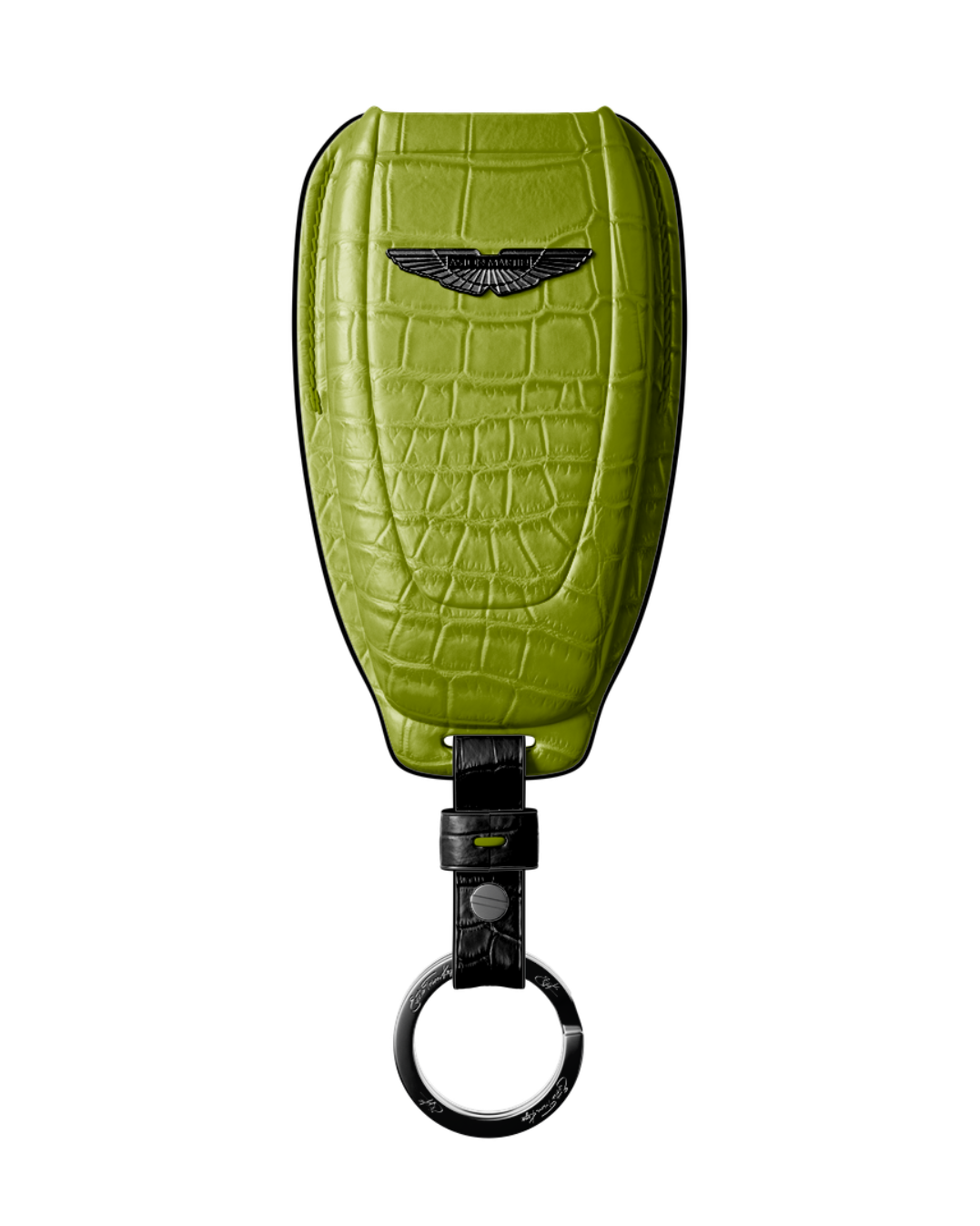 ETK BESPOKE LIME GREEN CROCODILE KEY COVER FOR ASTON MARTIN — BLACK DETAILS