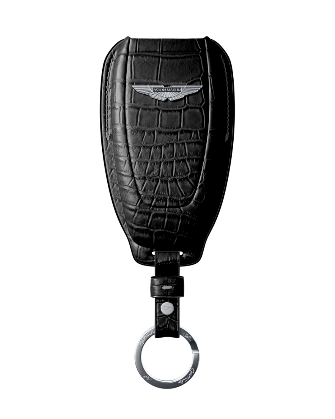 ETK BESPOKE BLACK CROCODILE KEY COVER FOR ASTON MARTIN — SILVER DETAILS