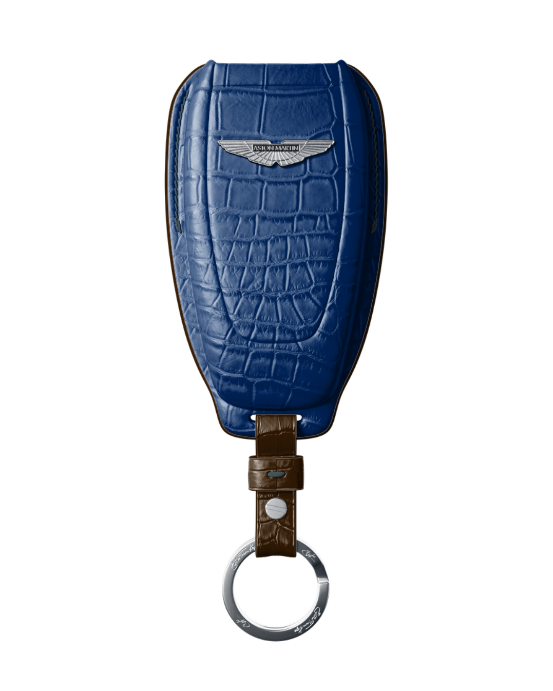 ETK BESPOKE NAVY BLUE CROCODILE KEY COVER FOR ASTON MARTIN — THREE-TONE DETAILS