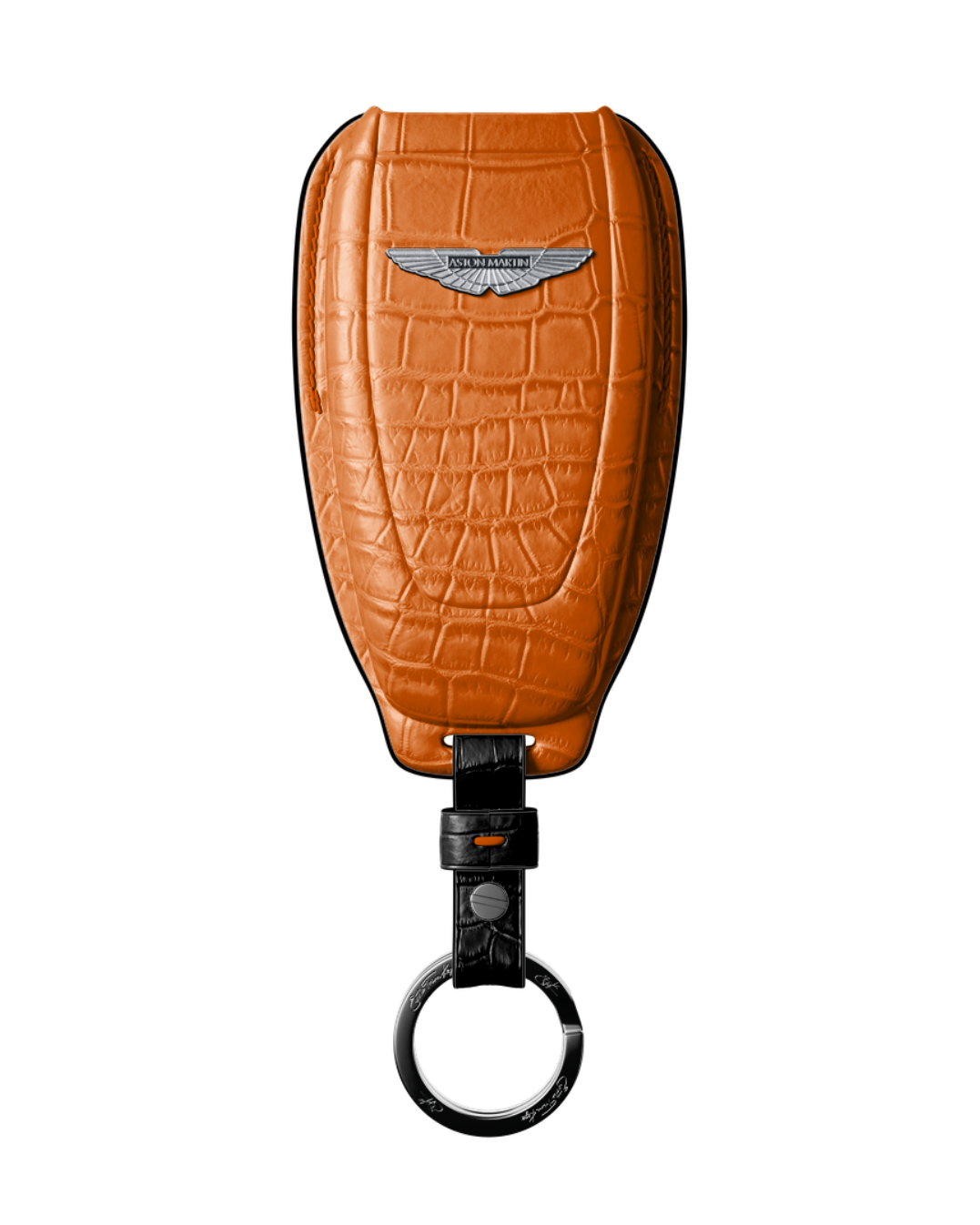 ETK BESPOKE ORANGE CROCODILE KEY COVER FOR ASTON MARTIN — BLACK DETAILS