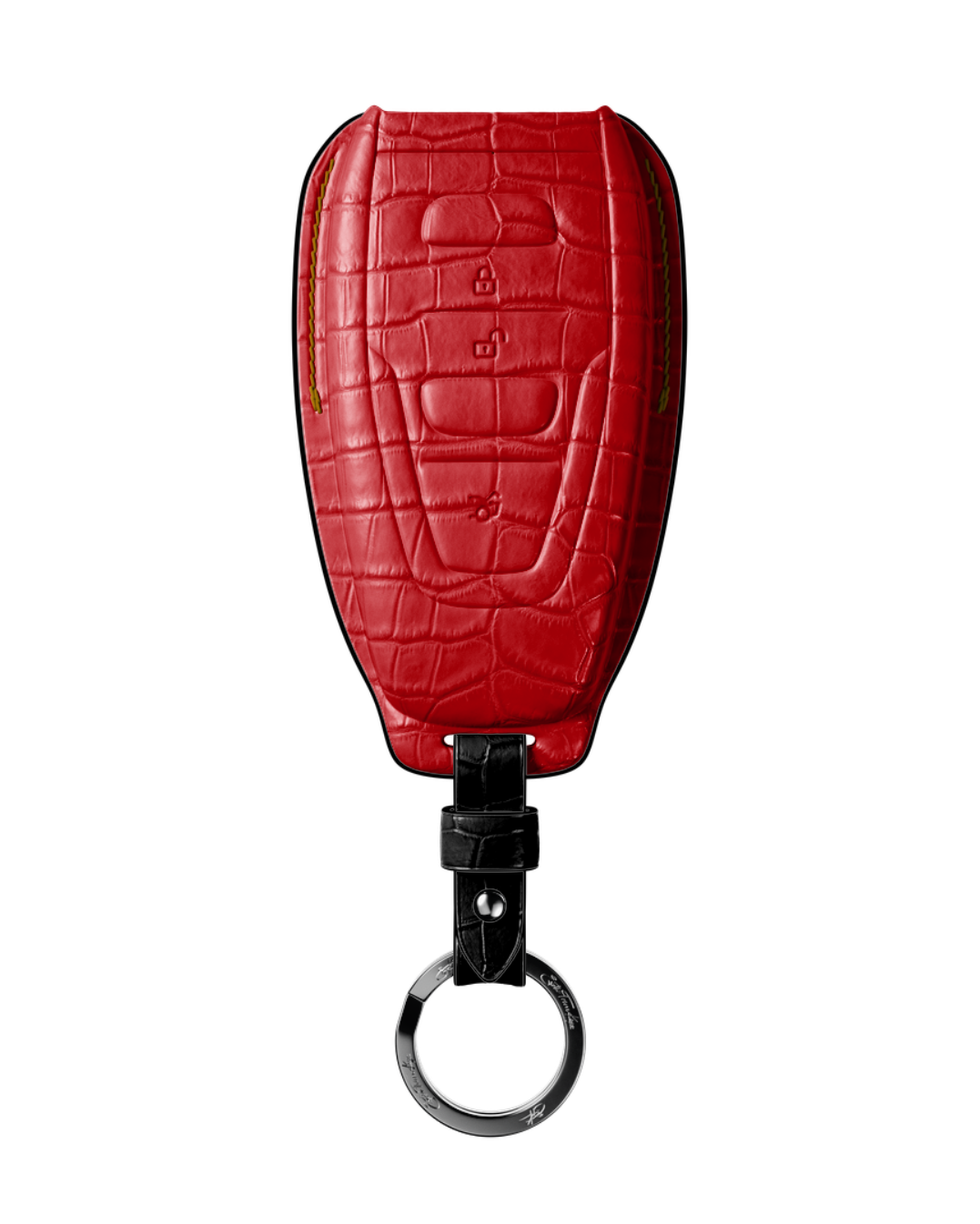 ETK BESPOKE RED CROCODILE KEY COVER FOR ASTON MARTIN — CARAMEL & BLACK DETAILS