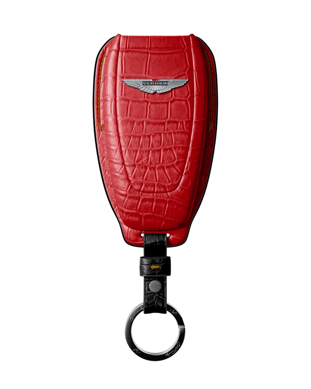 ETK BESPOKE RED CROCODILE KEY COVER FOR ASTON MARTIN — CARAMEL & BLACK DETAILS