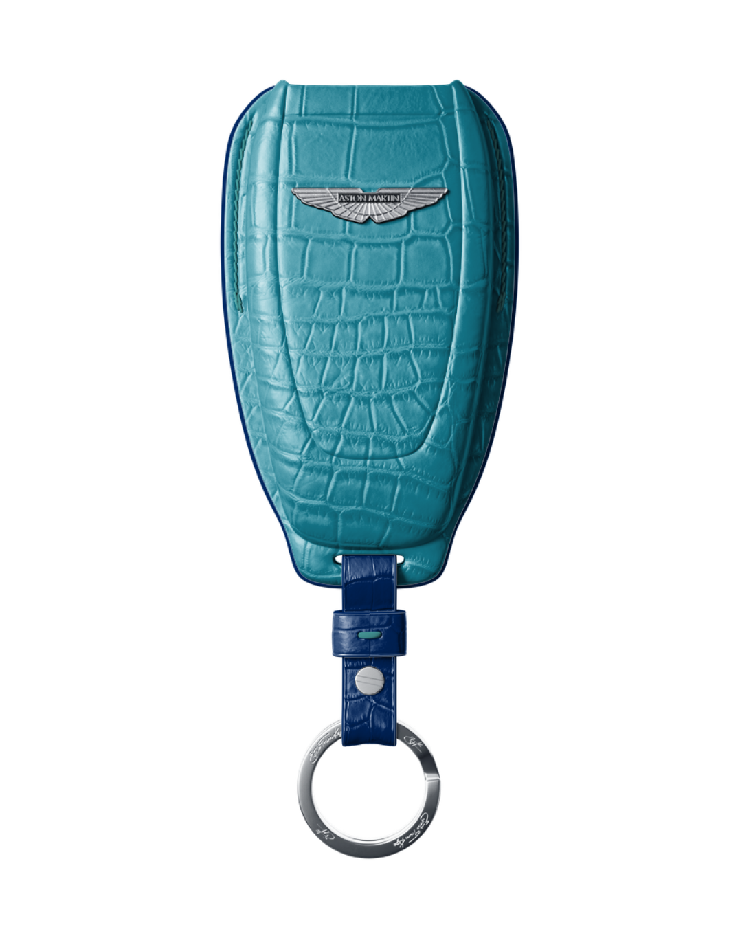 ETK BESPOKE TURQUOISE CROCODILE KEY COVER FOR ASTON MARTIN — TIFFANY & NAVY BLUE DETAILS