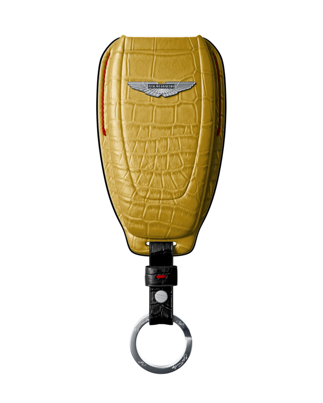 ETK BESPOKE YELLOW CROCODILE KEY COVER FOR ASTON MARTIN — RED & BLACK DETAILS