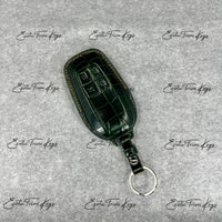 IN STOCK: DARK GREEN CROCODILE WITH CARAMEL DETAILS KEY COVER FOR FERRARI
