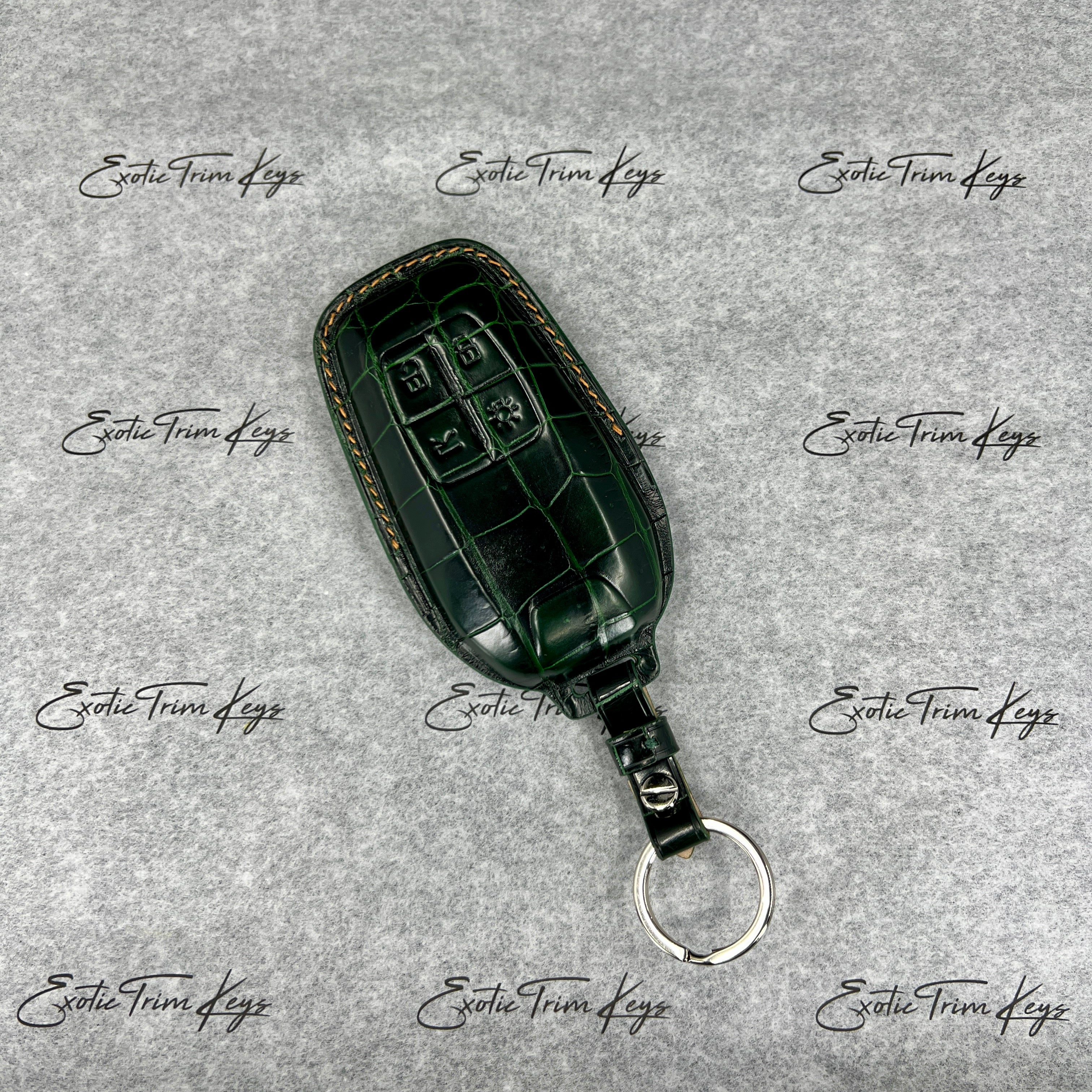 IN STOCK: DARK GREEN CROCODILE WITH CARAMEL DETAILS KEY COVER FOR FERRARI