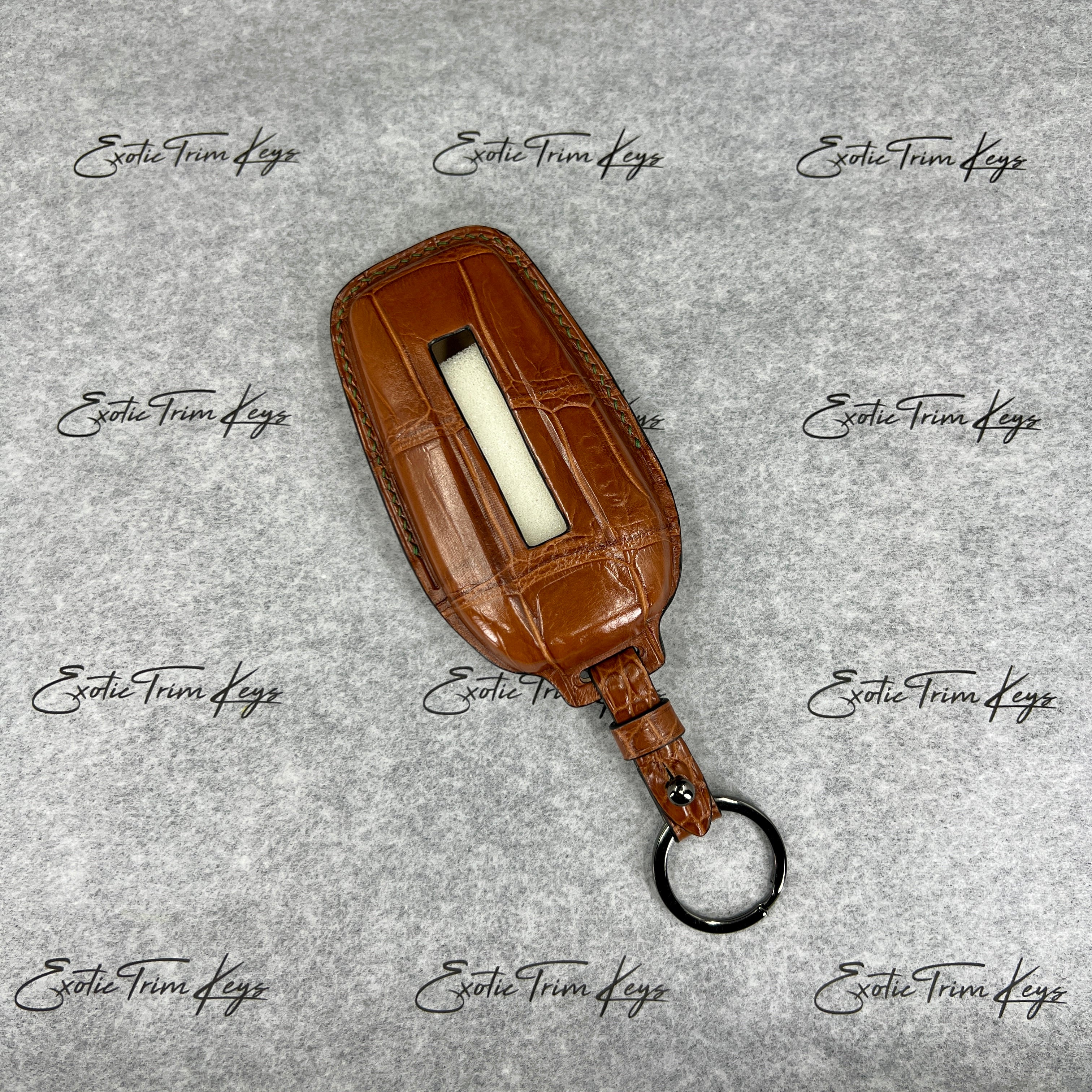 IN STOCK: CARAMEL CROCODILE WITH GREEN & BLACK DETAILS KEY COVER FOR FERRARI