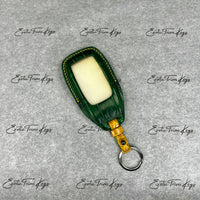 IN STOCK: GLOSSY GREEN CROCODILE WITH YELLOW DETAILS KEY COVER FOR MERCEDES