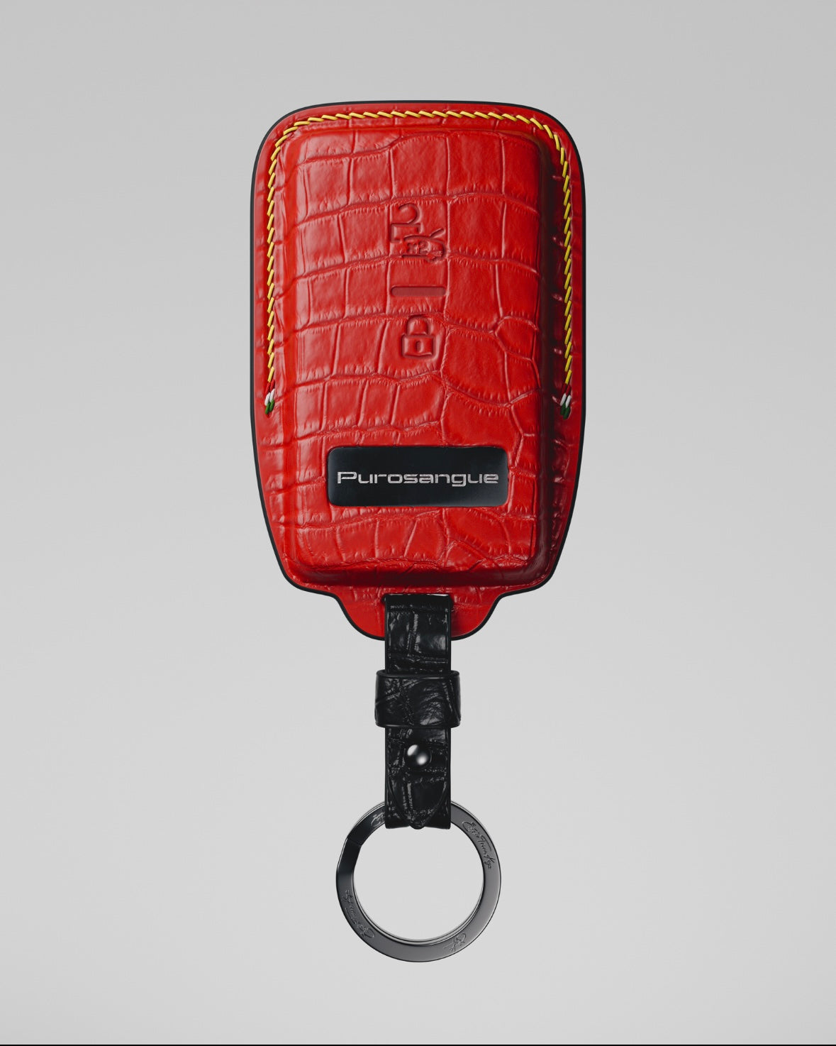 ETK BESPOKE GENUINE RED CROCODILE KEY COVER FOR FERRARI — ROSSO TRICOLORE SPECIFICATION