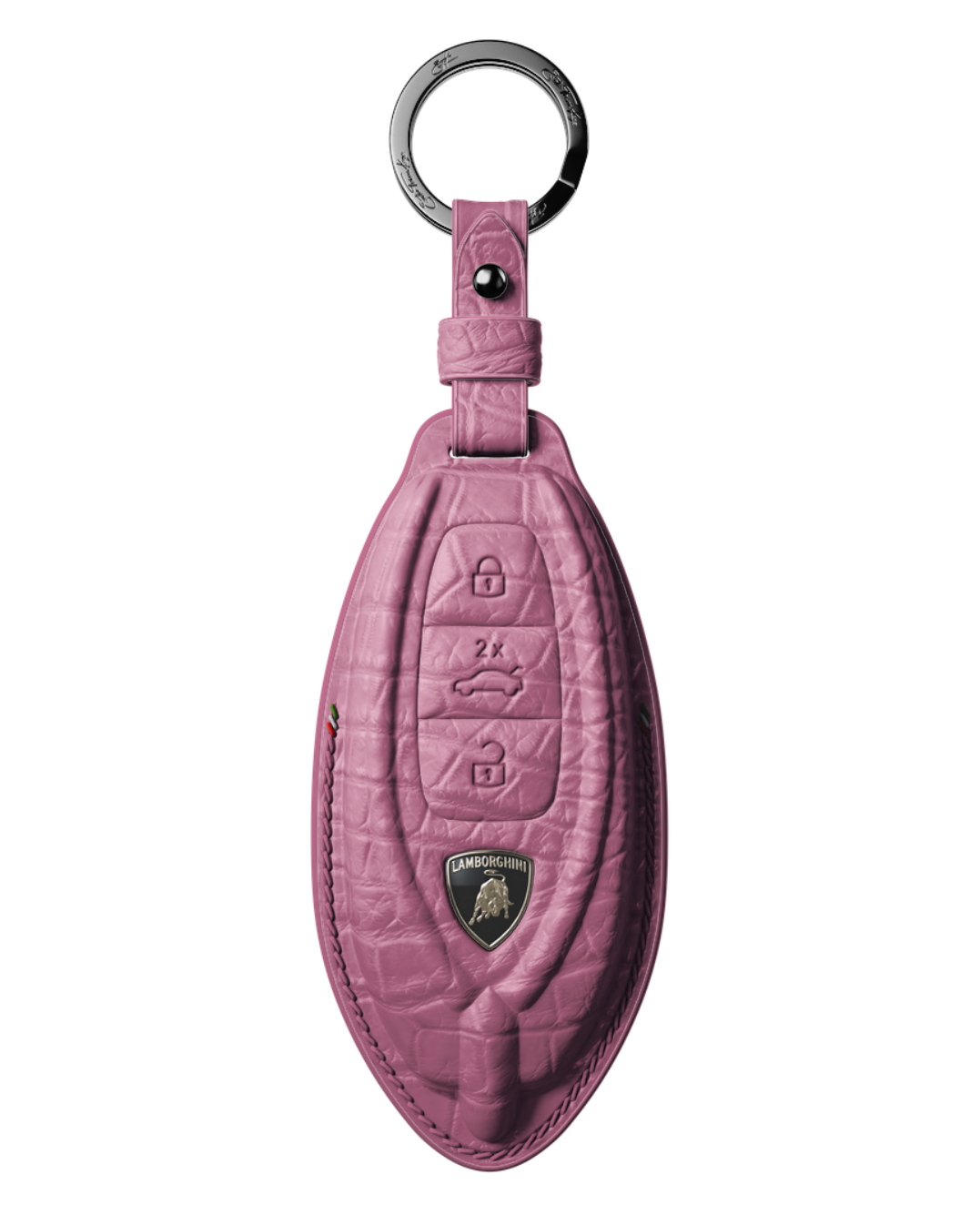 ETK BESPOKE GENUINE CROCODILE KEY COVER FOR LAMBORGHINI TYPE II — CLASSIC ITALIAN TRICOLORE SPECIFICATION