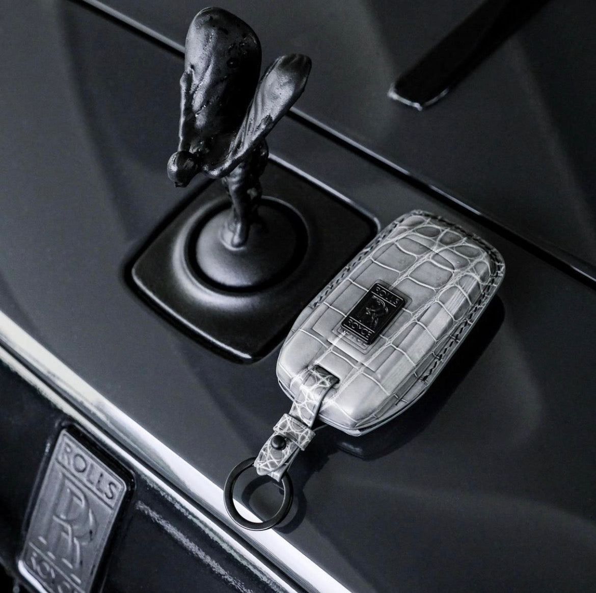 BESPOKE ETK GREY CROCODILE KEY COVER FOR ROLLS ROYCE