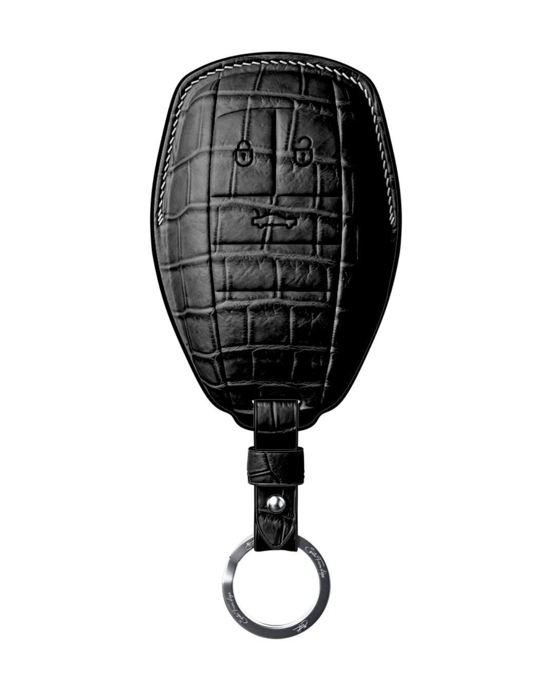 ETK BESPOKE BLACK CROCODILE KEY COVER FOR BENTLEY — WHITE DETAILS