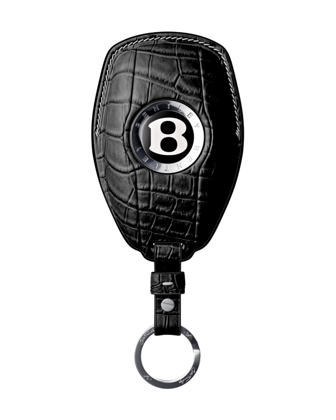 ETK BESPOKE BLACK CROCODILE KEY COVER FOR BENTLEY — WHITE DETAILS