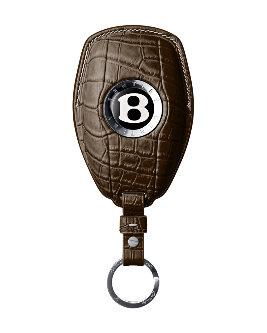 ETK BESPOKE DARK BROWN CROCODILE KEY COVER FOR BENTLEY — WHITE DETAILS