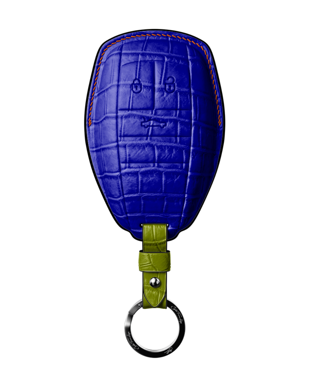 ETK BESPOKE ELECTRIC BLUE CROCODILE KEY COVER FOR BENTLEY — THREE-TONE DETAILS