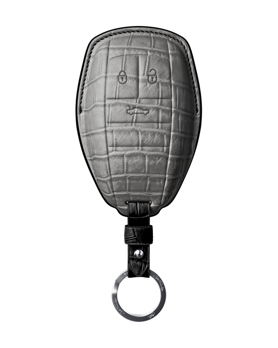 ETK BESPOKE GREY CROCODILE KEY COVER FOR BENTLEY — BLACK DETAILS