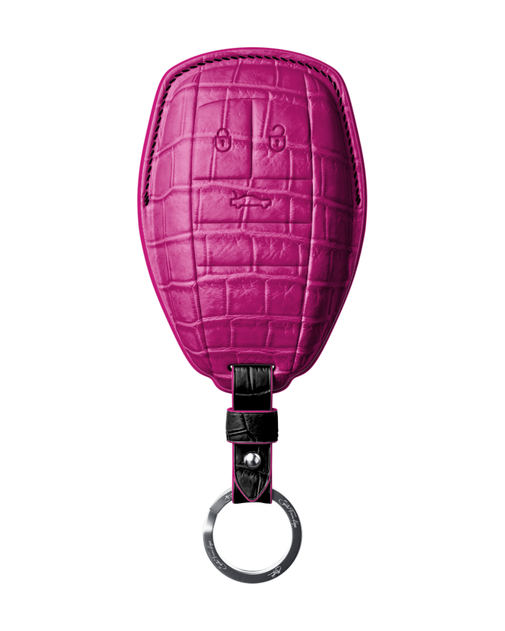 ETK BESPOKE HOT PINK CROCODILE KEY COVER FOR BENTLEY — BLACK DETAILS