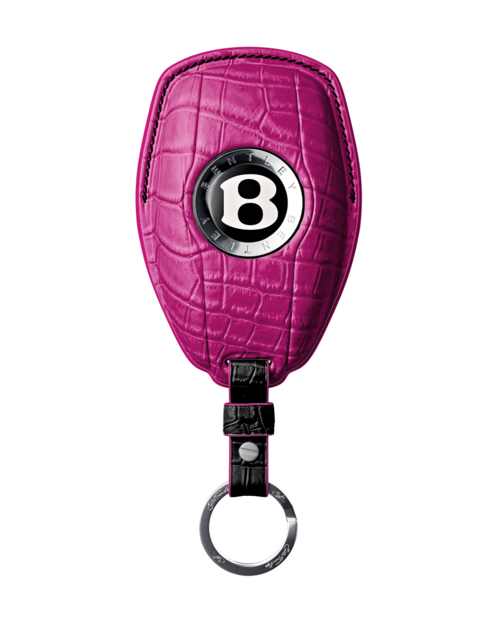 ETK BESPOKE HOT PINK CROCODILE KEY COVER FOR BENTLEY — BLACK DETAILS