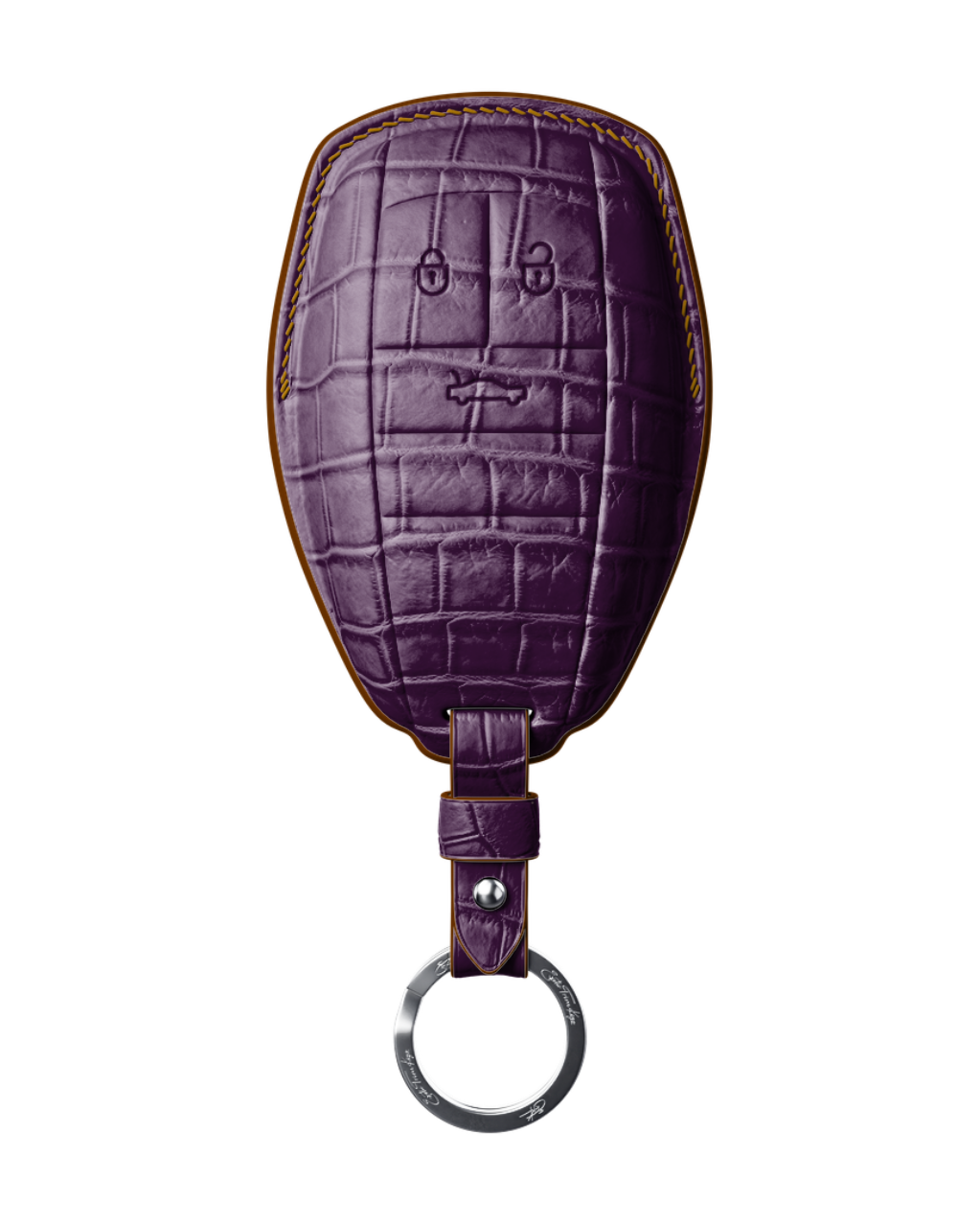 ETK BESPOKE PURPLE CROCODILE KEY COVER FOR BENTLEY — CARAMEL DETAILS
