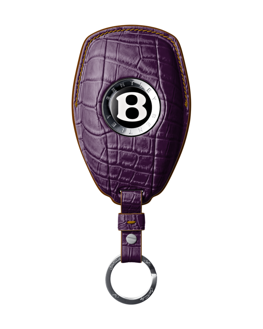ETK BESPOKE PURPLE CROCODILE KEY COVER FOR BENTLEY — CARAMEL DETAILS