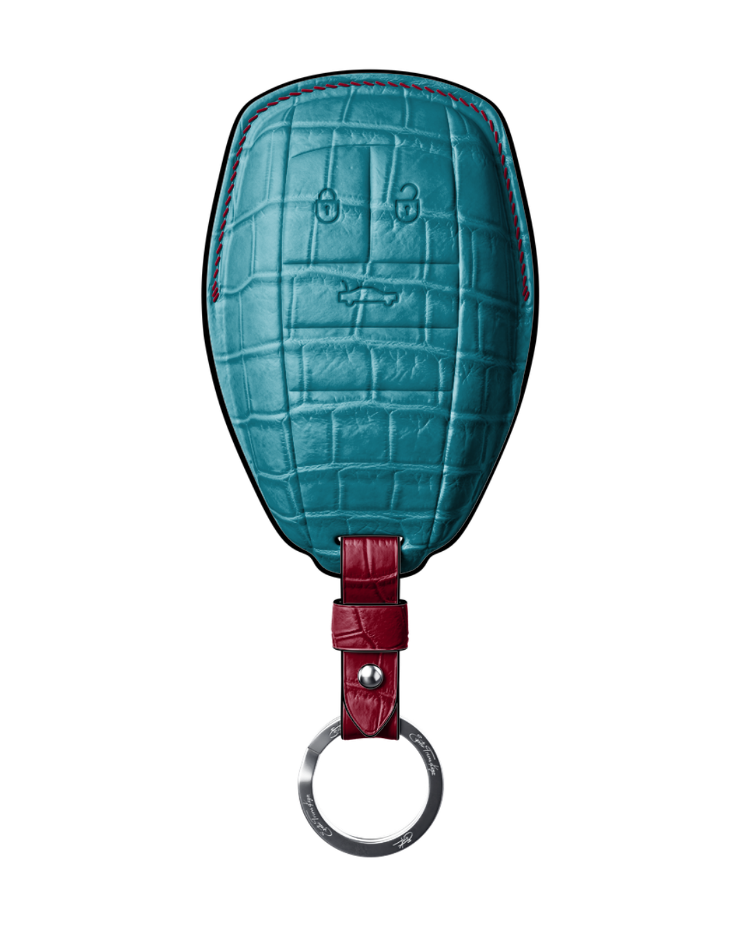 ETK BESPOKE TURQUOISE CROCODILE KEY COVER FOR BENTLEY — BORDEAUX & BLACK DETAILS