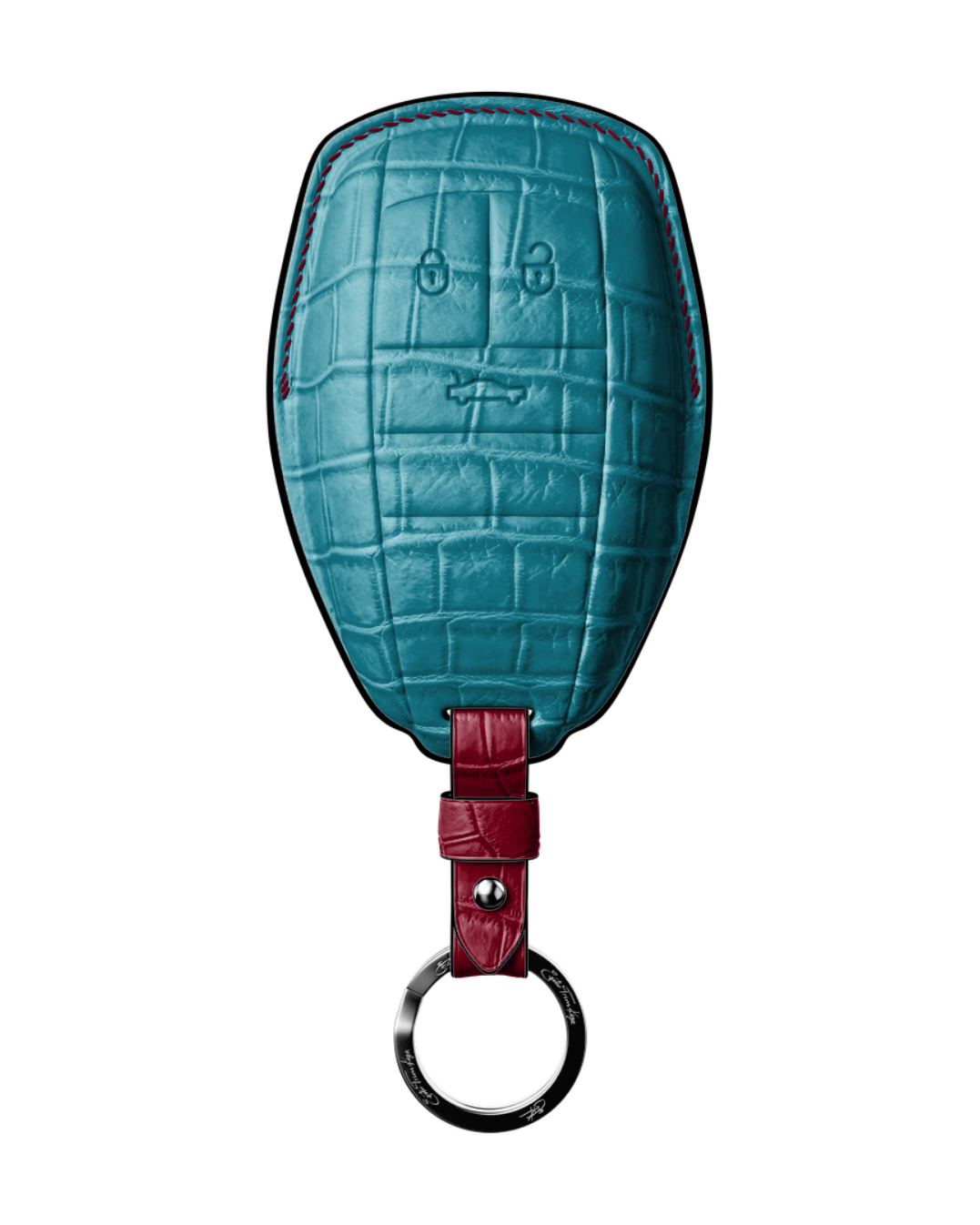 ETK BESPOKE TURQUOISE CROCODILE KEY COVER FOR BENTLEY — THREE-TONE DETAILS