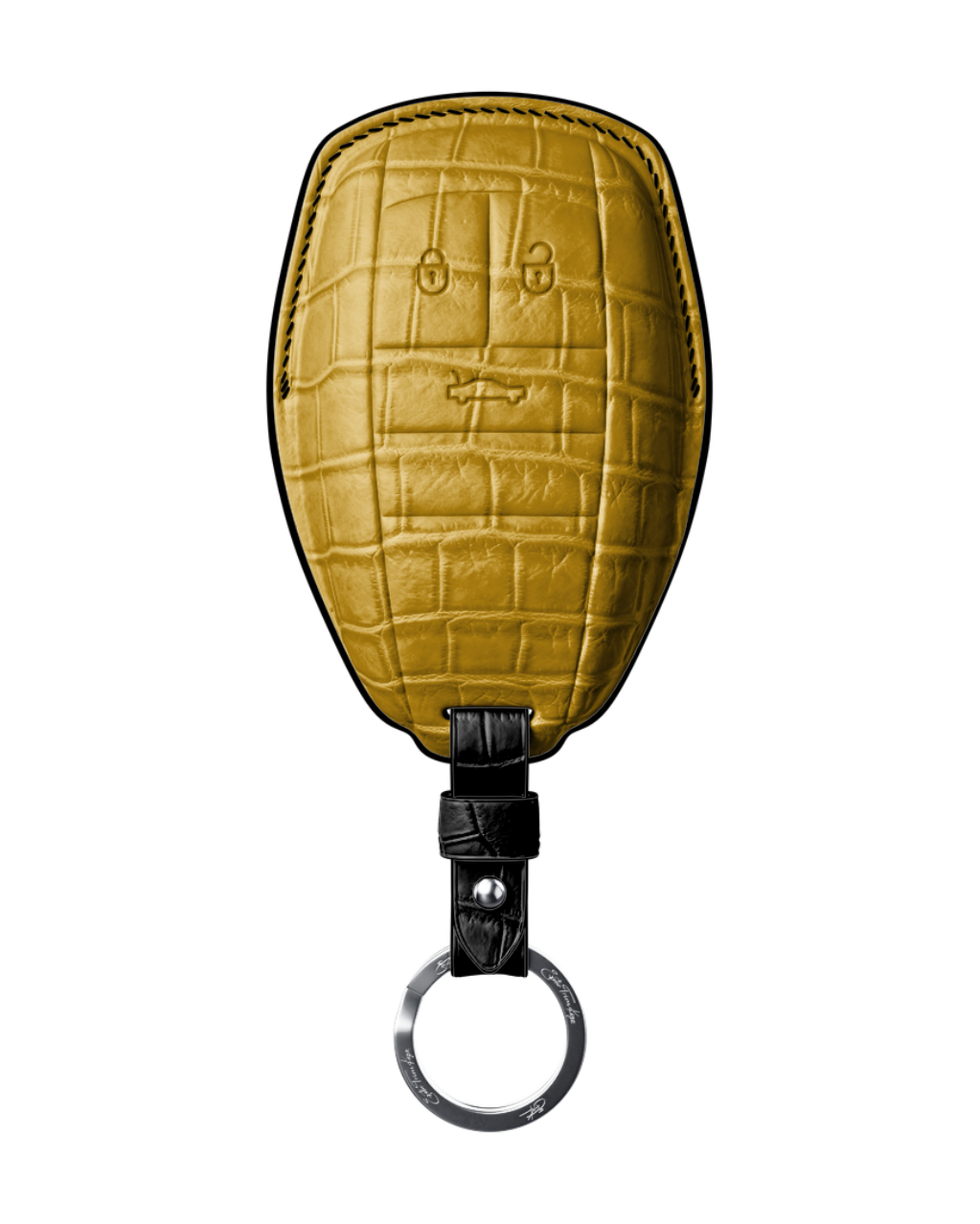 ETK BESPOKE YELLOW CROCODILE KEY COVER FOR BENTLEY — BLACK DETAILS