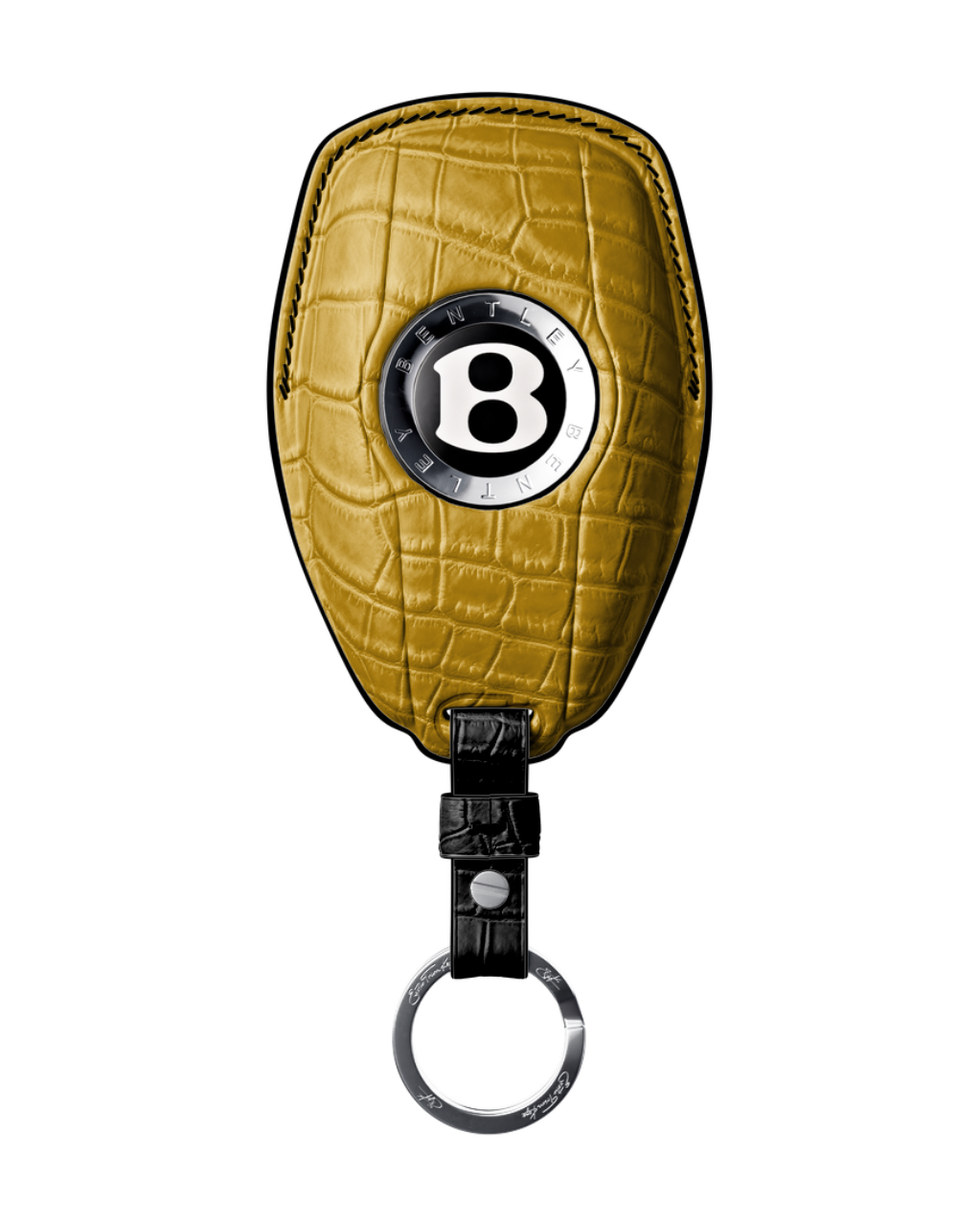 ETK BESPOKE YELLOW CROCODILE KEY COVER FOR BENTLEY — BLACK DETAILS
