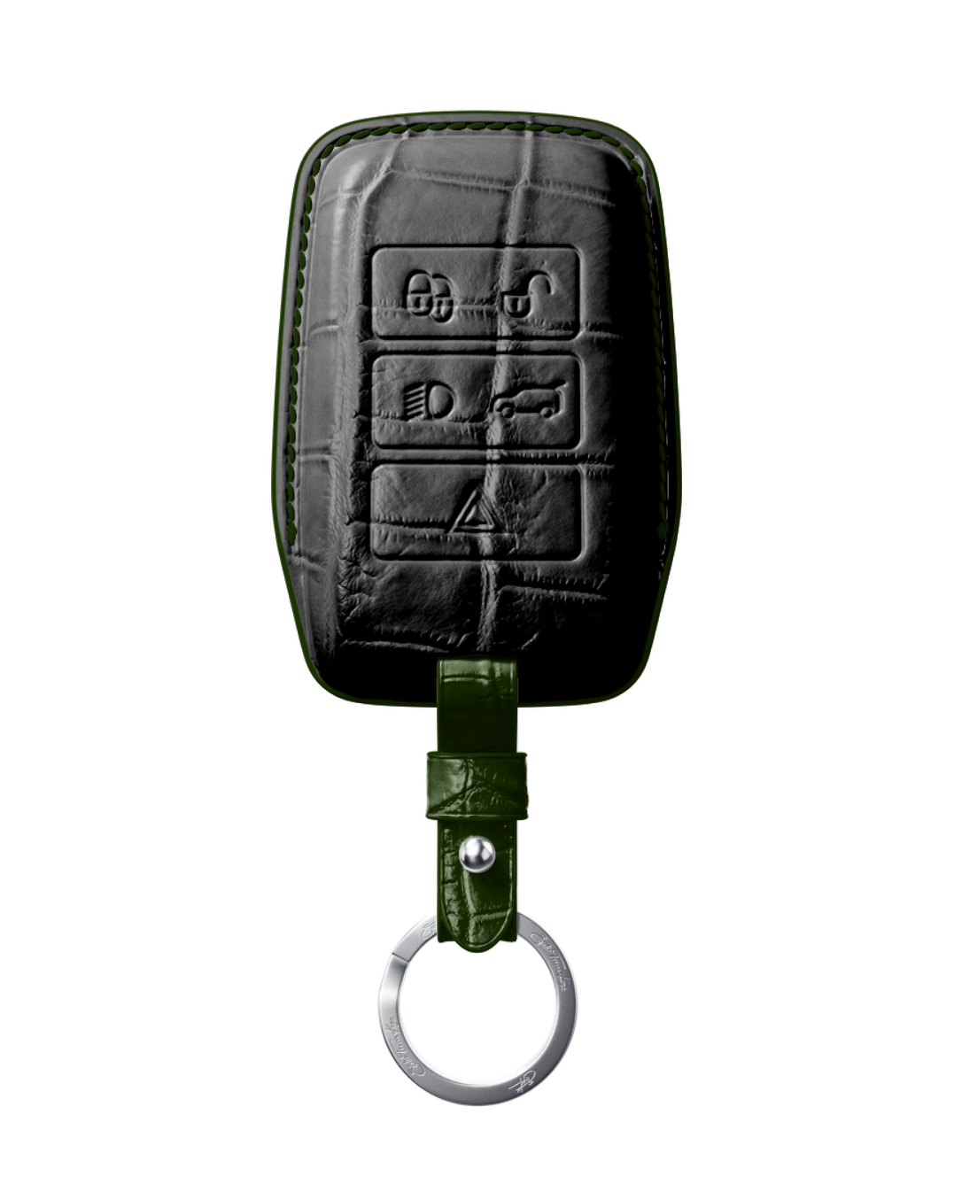 ETK BESPOKE GENUINE CROCODILE KEY COVER FOR LAND ROVER — CLASSIC HERITAGE GREEN SPECIFICATION