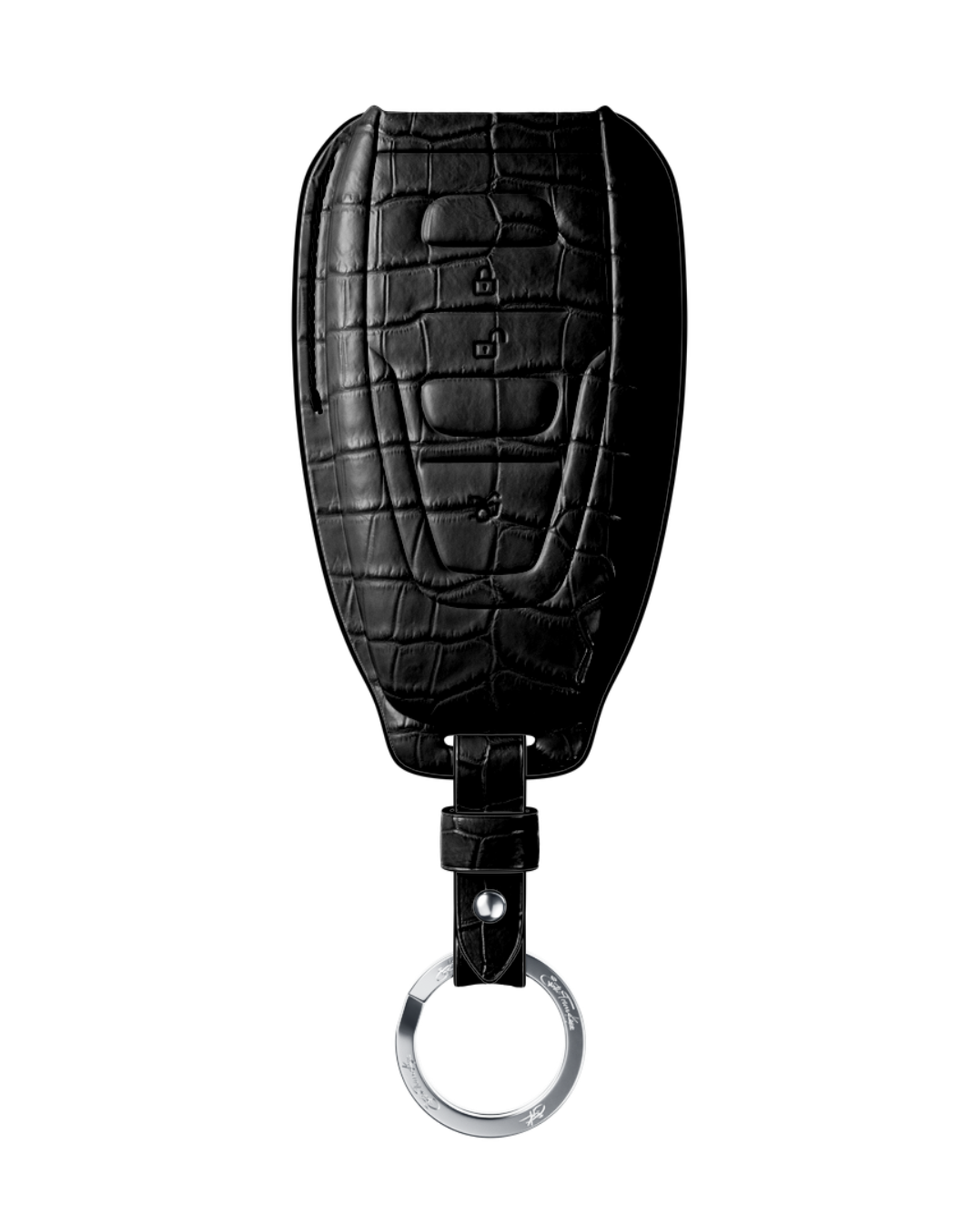 ETK BESPOKE GENUINE CROCODILE KEY COVER FOR ASTON MARTIN — CLASSIC SILVER BADGE SPECIFICATION