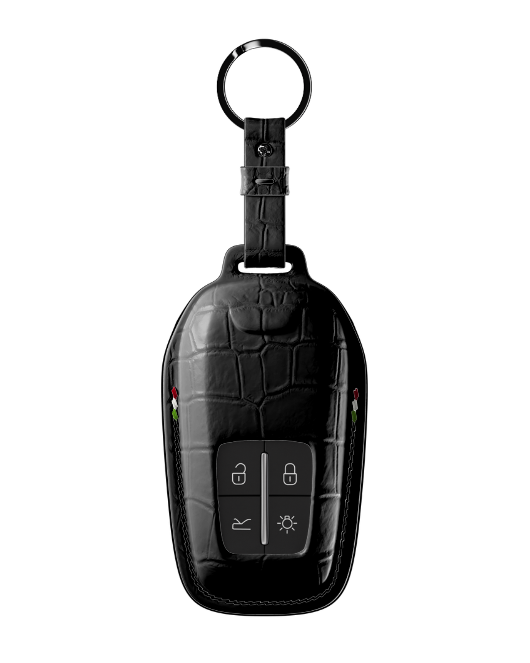 ETK BESPOKE GENUINE CROCODILE KEY COVER FOR FERRARI TYPE I — CLASSIC ITALIAN TRICOLORE SPECIFICATION