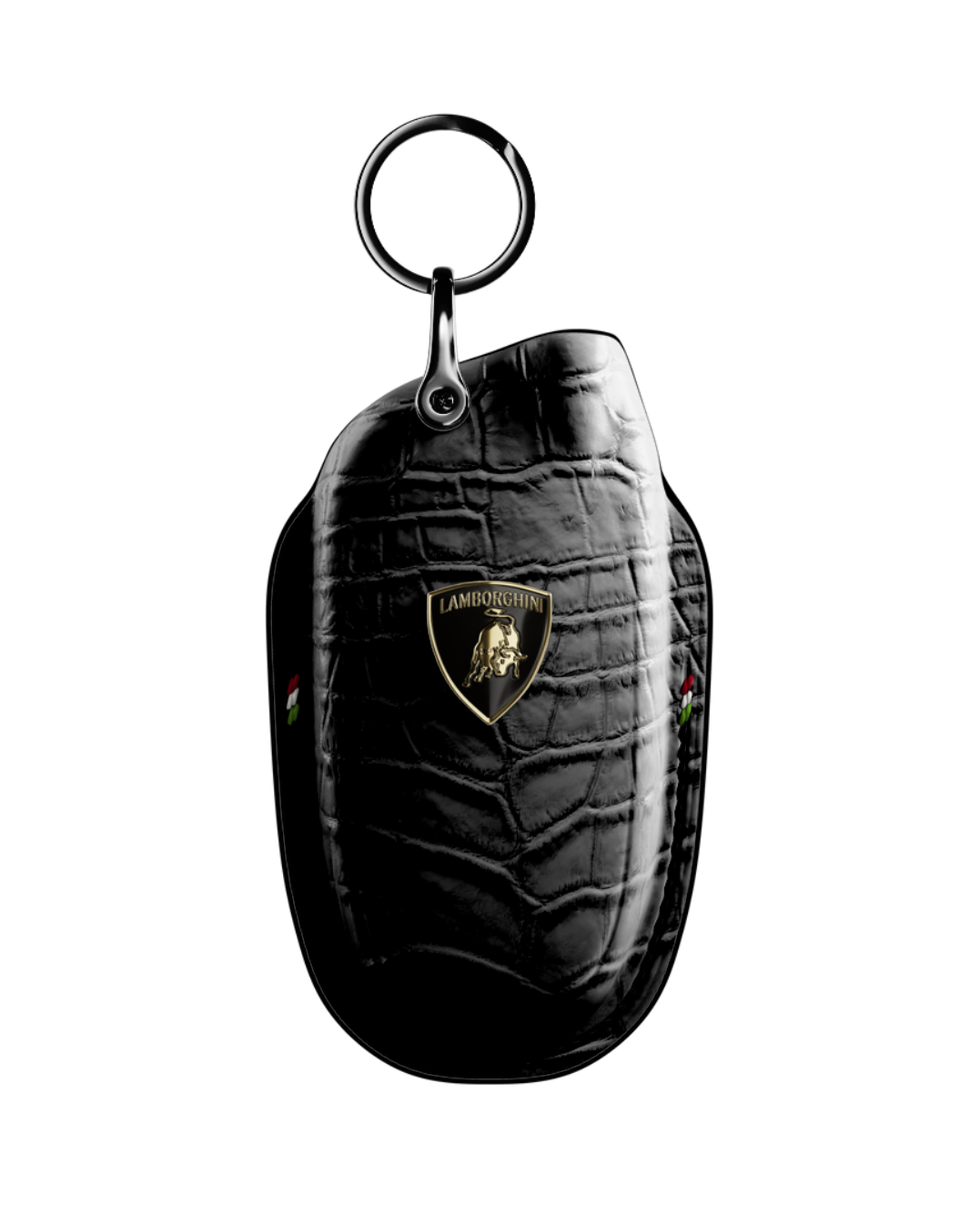 ETK BESPOKE GENUINE CROCODILE KEY COVER FOR LAMBORGHINI TYPE I — CLASSIC ITALIAN TRICOLORE SPECIFICATION