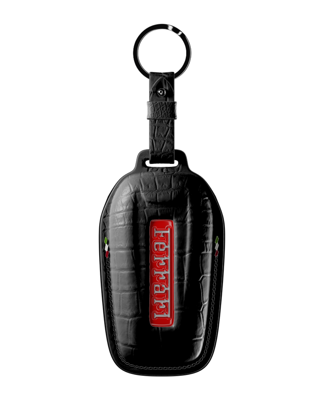 ETK BESPOKE GENUINE CROCODILE KEY COVER FOR FERRARI TYPE I — CLASSIC ITALIAN TRICOLORE SPECIFICATION