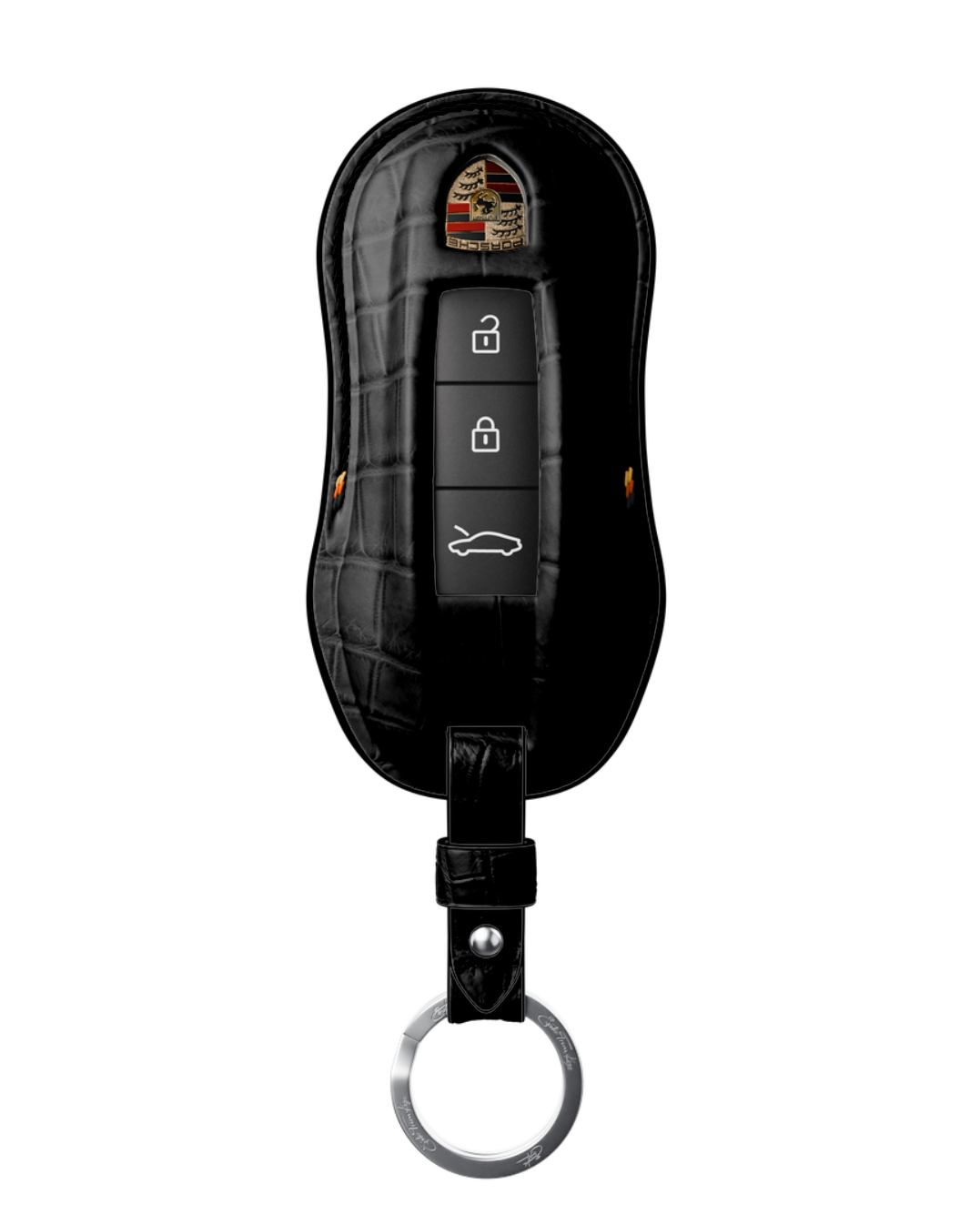 ETK BESPOKE GENUINE CROCODILE KEY COVER FOR PORSCHE — SCHWARZ TRICOLOR SPECIFICATION