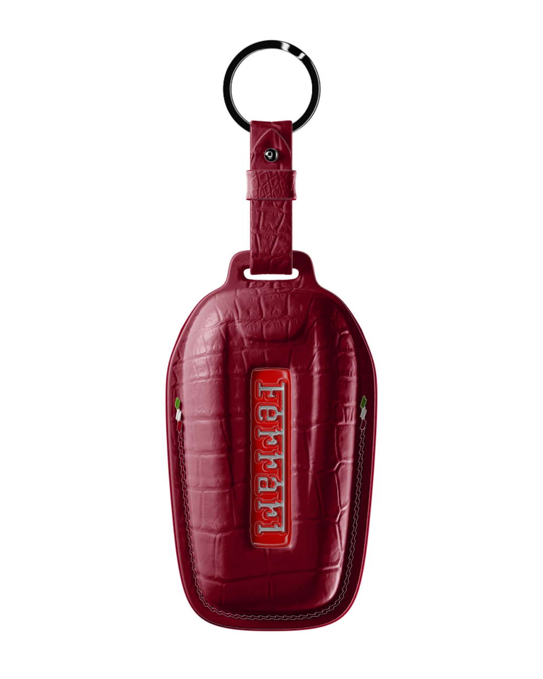 ETK BESPOKE GENUINE CROCODILE KEY COVER FOR FERRARI TYPE I — CLASSIC ITALIAN TRICOLORE SPECIFICATION