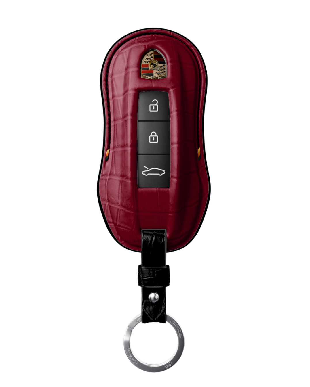 ETK BESPOKE GENUINE CROCODILE KEY COVER FOR PORSCHE — SCHWARZ TRICOLOR SPECIFICATION