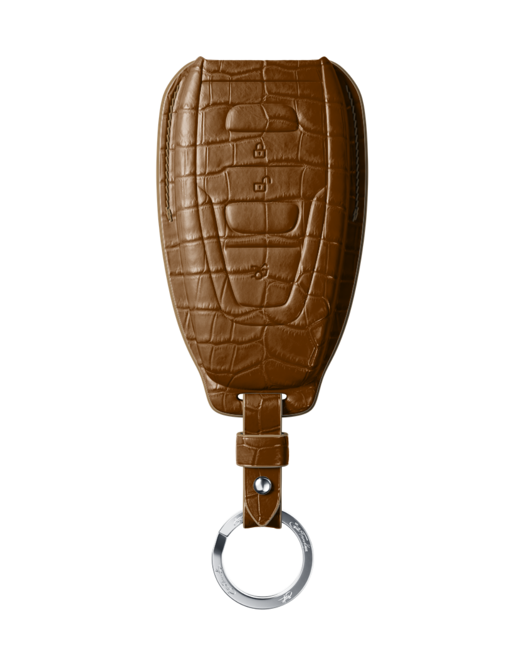 ETK BESPOKE GENUINE CROCODILE KEY COVER FOR ASTON MARTIN — CLASSIC SILVER BADGE SPECIFICATION