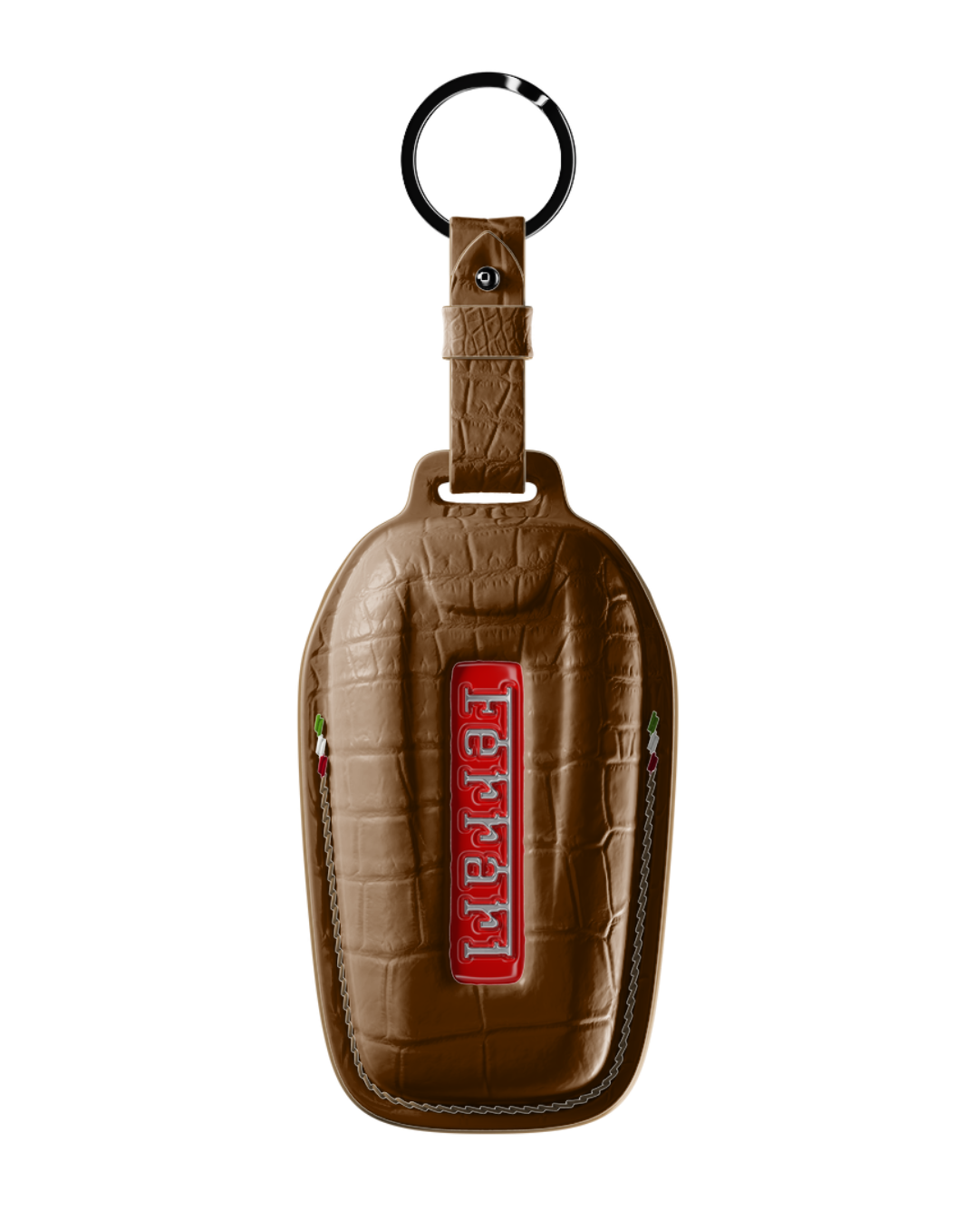 ETK BESPOKE GENUINE CROCODILE KEY COVER FOR FERRARI TYPE I — CLASSIC ITALIAN TRICOLORE SPECIFICATION