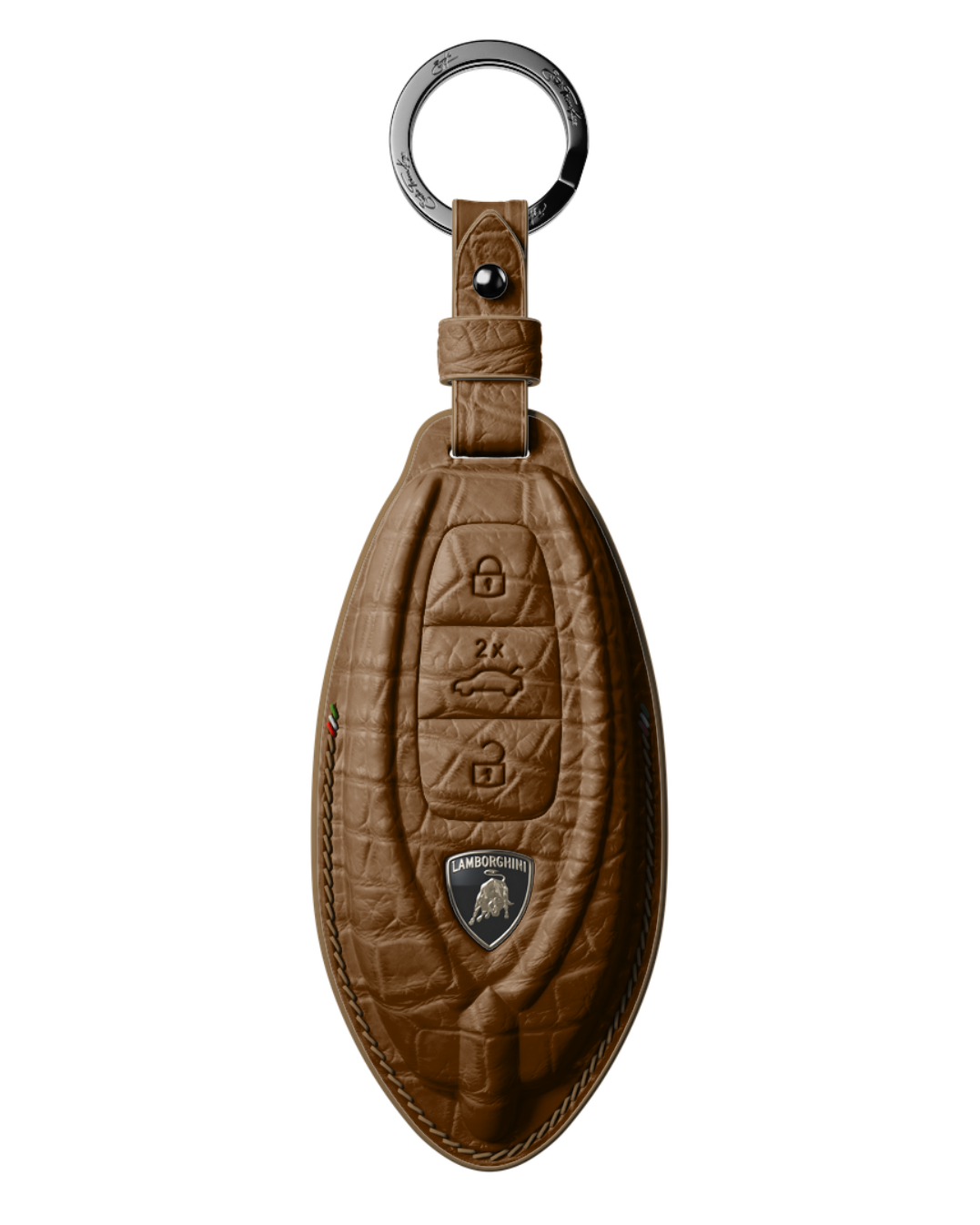 ETK BESPOKE GENUINE CROCODILE KEY COVER FOR LAMBORGHINI TYPE II — CLASSIC ITALIAN TRICOLORE SPECIFICATION