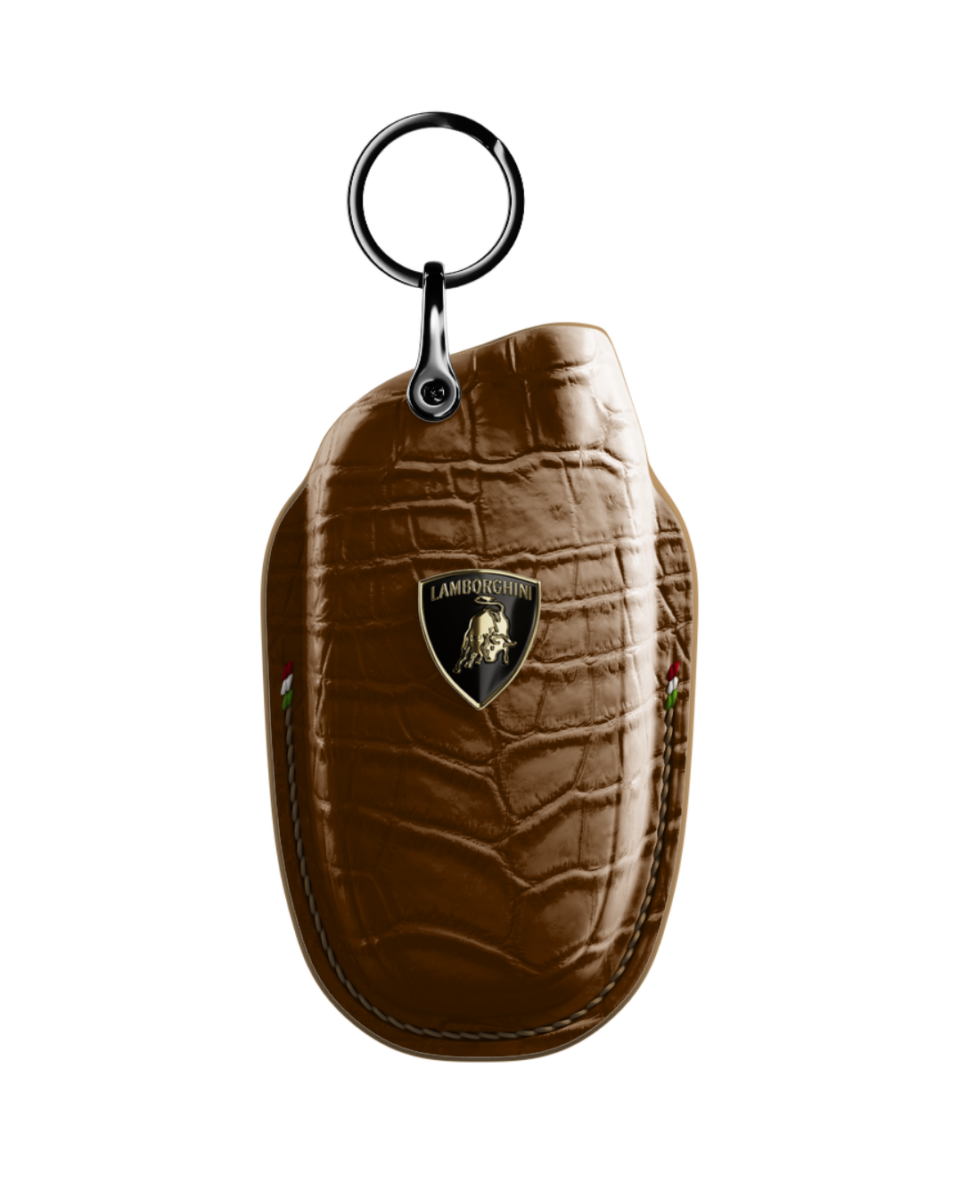 ETK BESPOKE GENUINE CROCODILE KEY COVER FOR LAMBORGHINI TYPE I — CLASSIC ITALIAN TRICOLORE SPECIFICATION