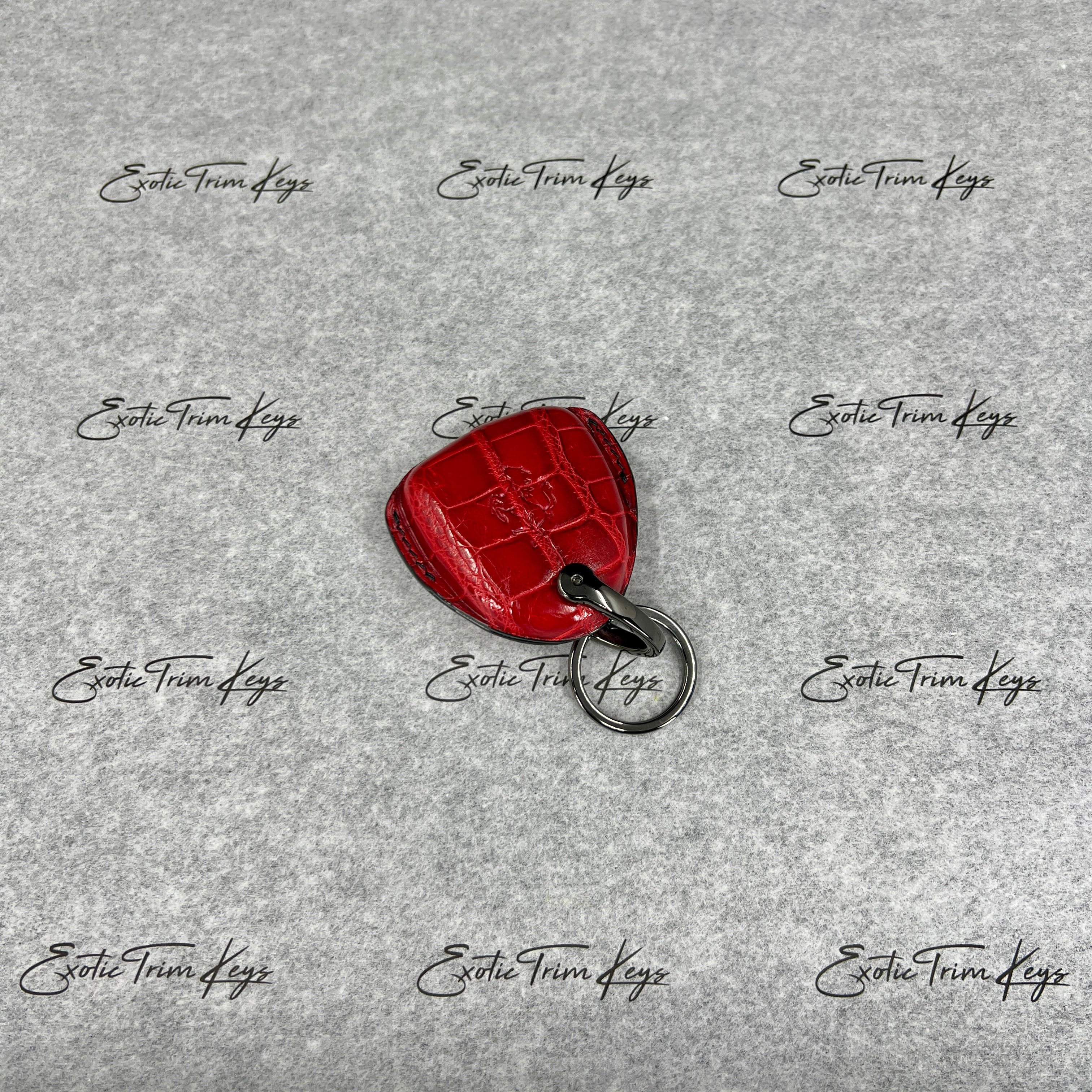 IN STOCK: GLOSSY RED CROCODILE WITH BLACK DETAILS KEY COVER FOR FERRARI