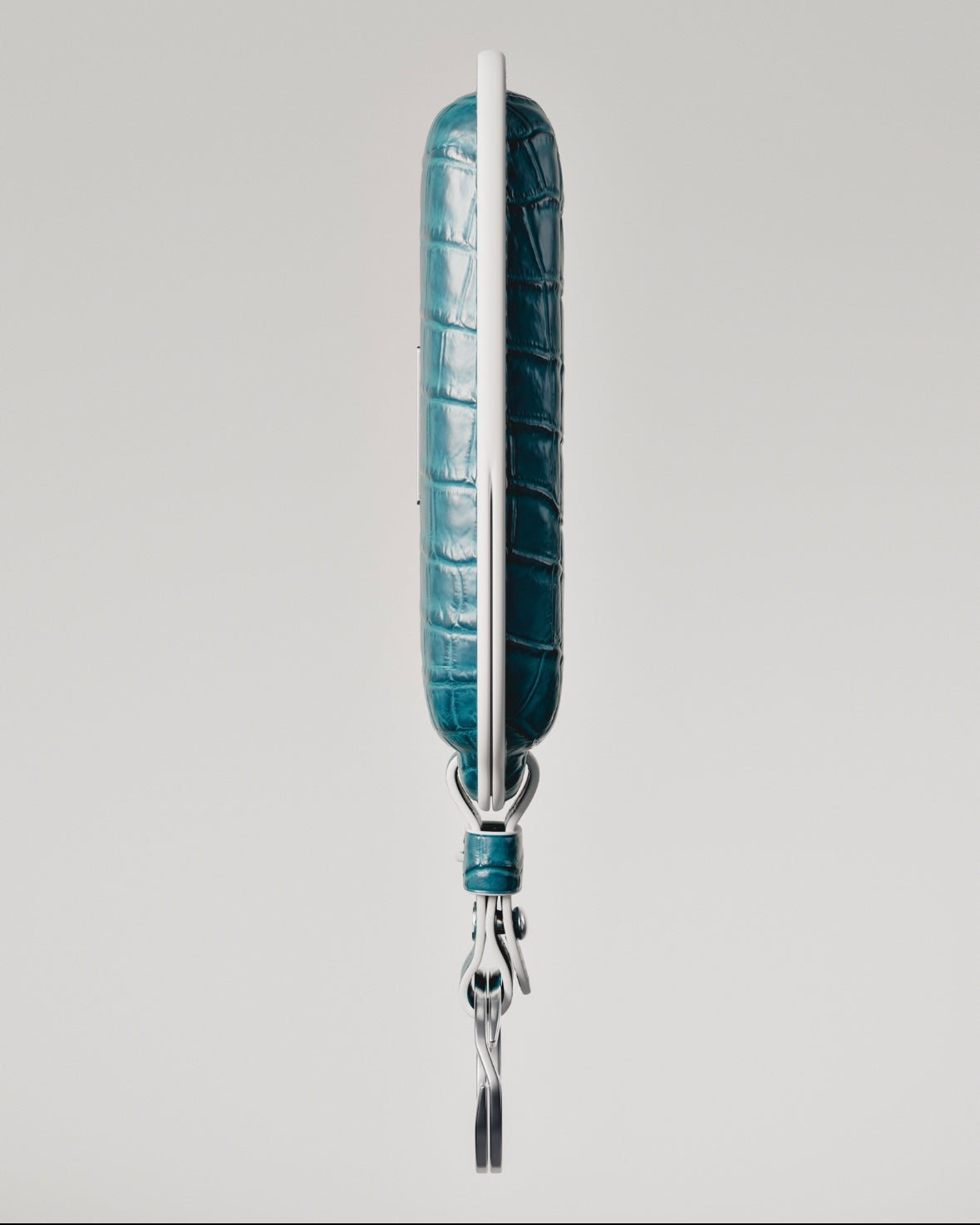 ETK BESPOKE GENUINE AQUA BLUE CROCODILE KEY COVER FOR ROLLS-ROYCE — AQUA BLUE SILVER BADGE SPECIFICATION